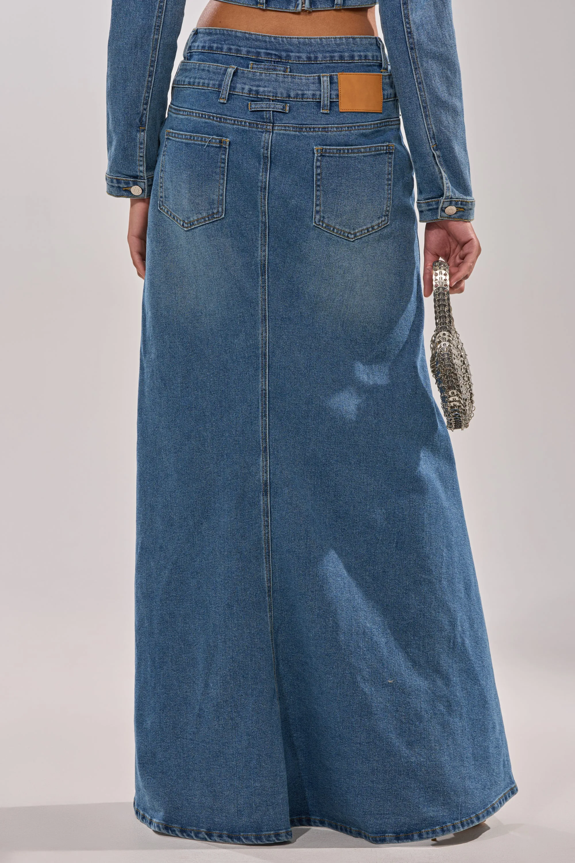 SHAKE IT OFF DENIM PANT WITH SKIRT ATTACHED sold by AKIRA product image thumbnail 4