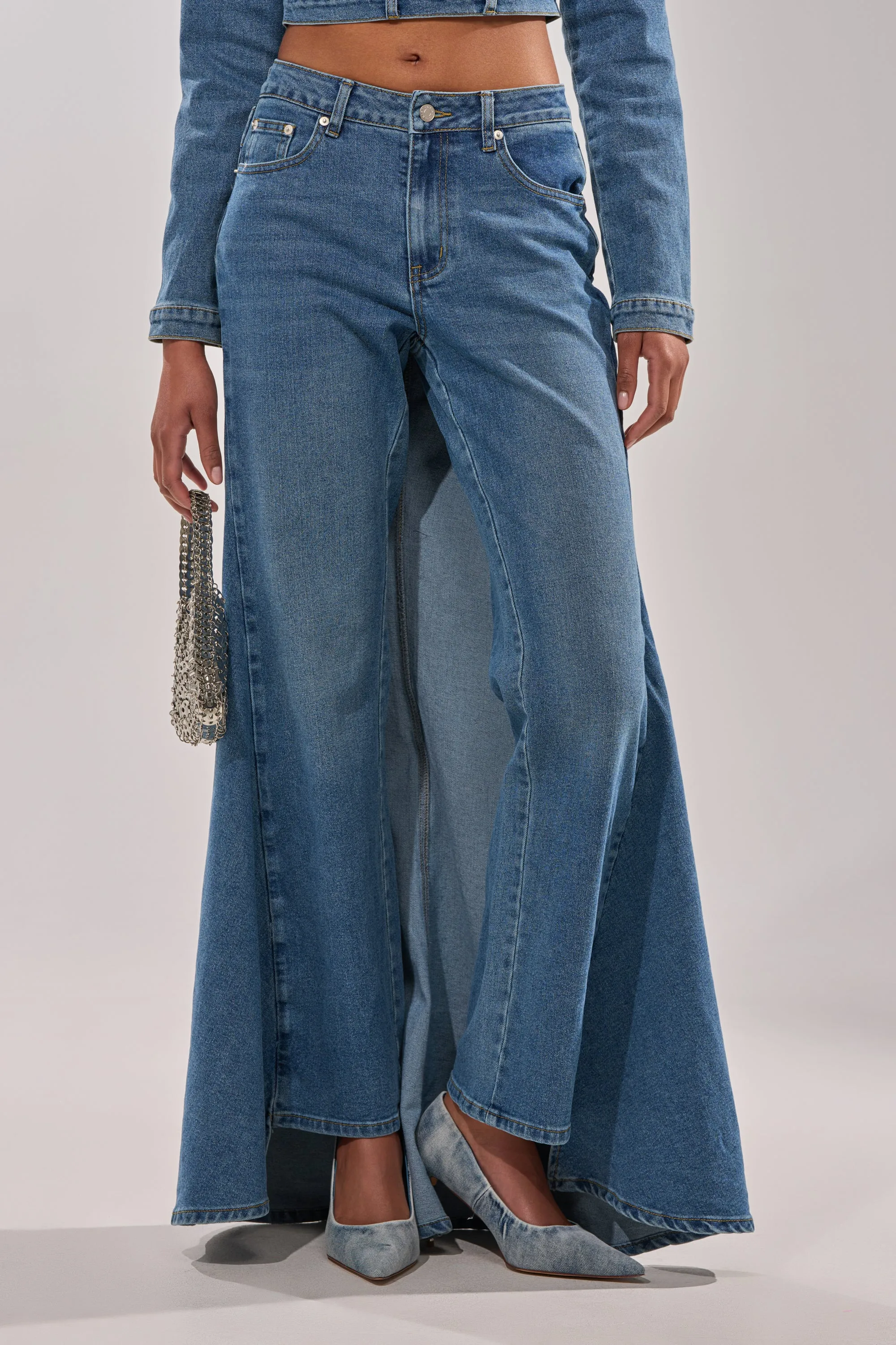 SHAKE IT OFF DENIM PANT WITH SKIRT ATTACHED sold by AKIRA product image thumbnail 2