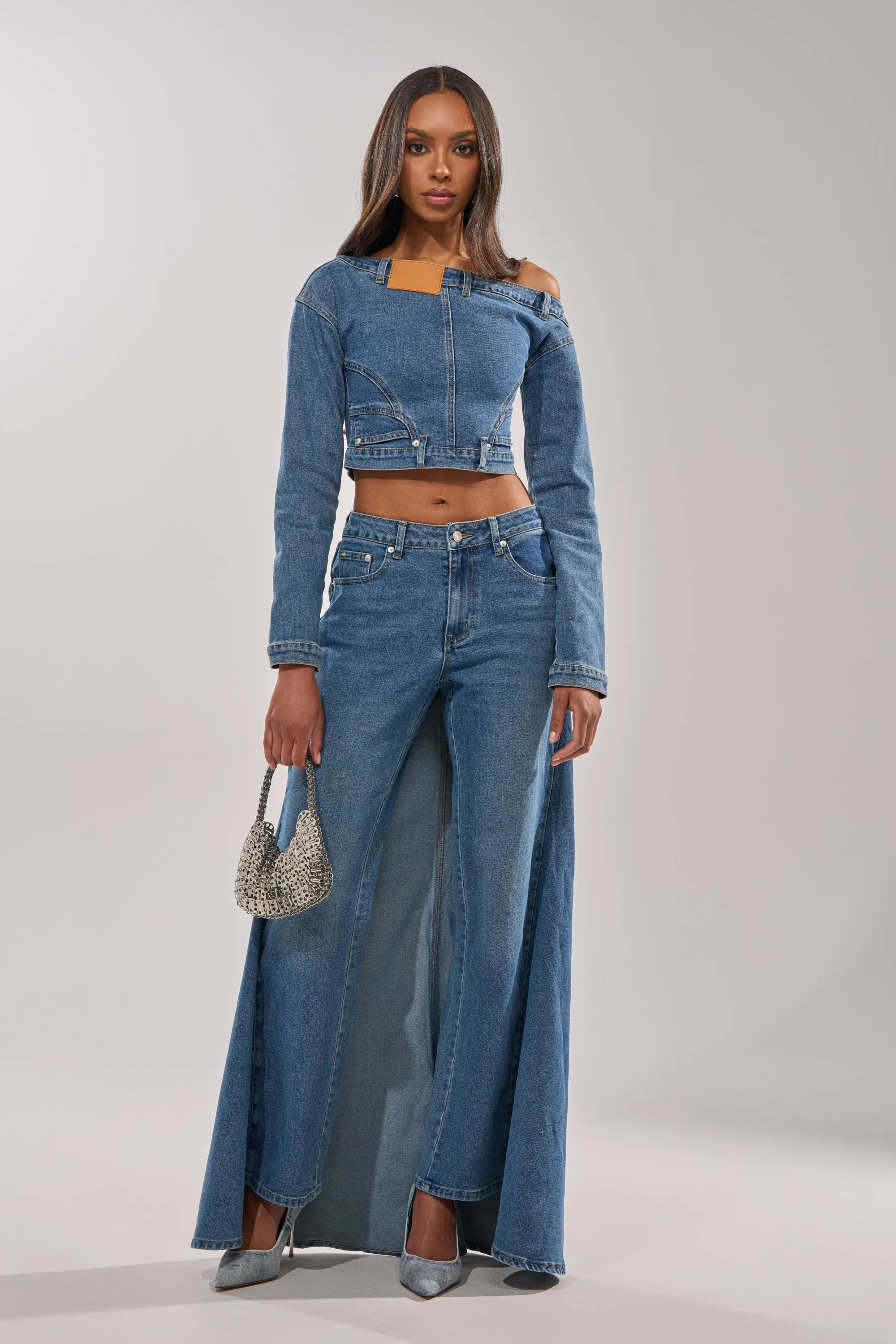 SHAKE IT OFF DENIM PANT WITH SKIRT ATTACHED sold by AKIRA product image thumbnail 5