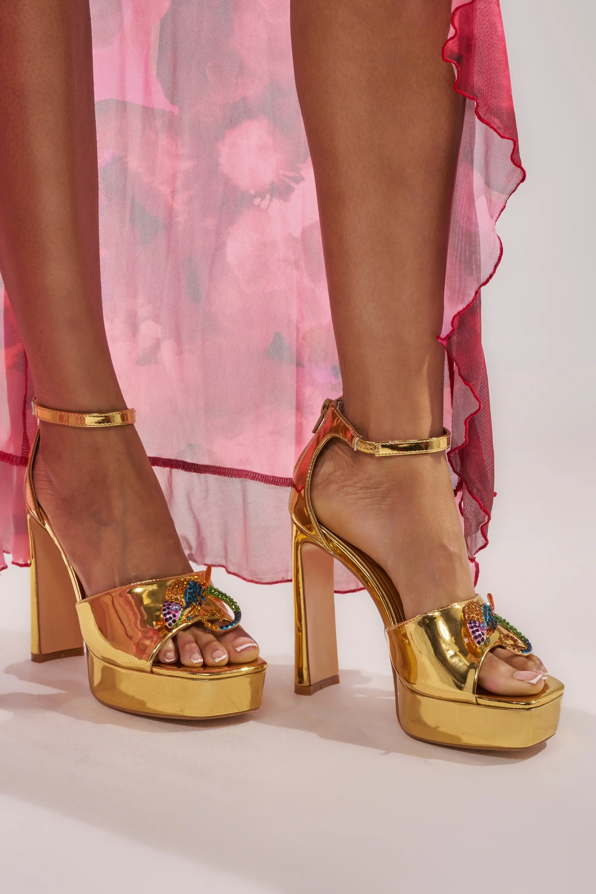 AZALEA WANG PASQUALE GOLD IGUANA EMBELLISHED SANDAL sold by AKIRA