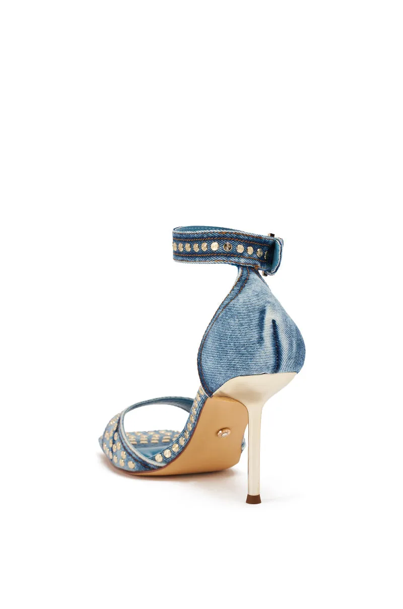 AKIRA GOLD INANA DENIM STUD EMBELLISHED STILETTO SANDAL sold by AKIRA product image thumbnail 5