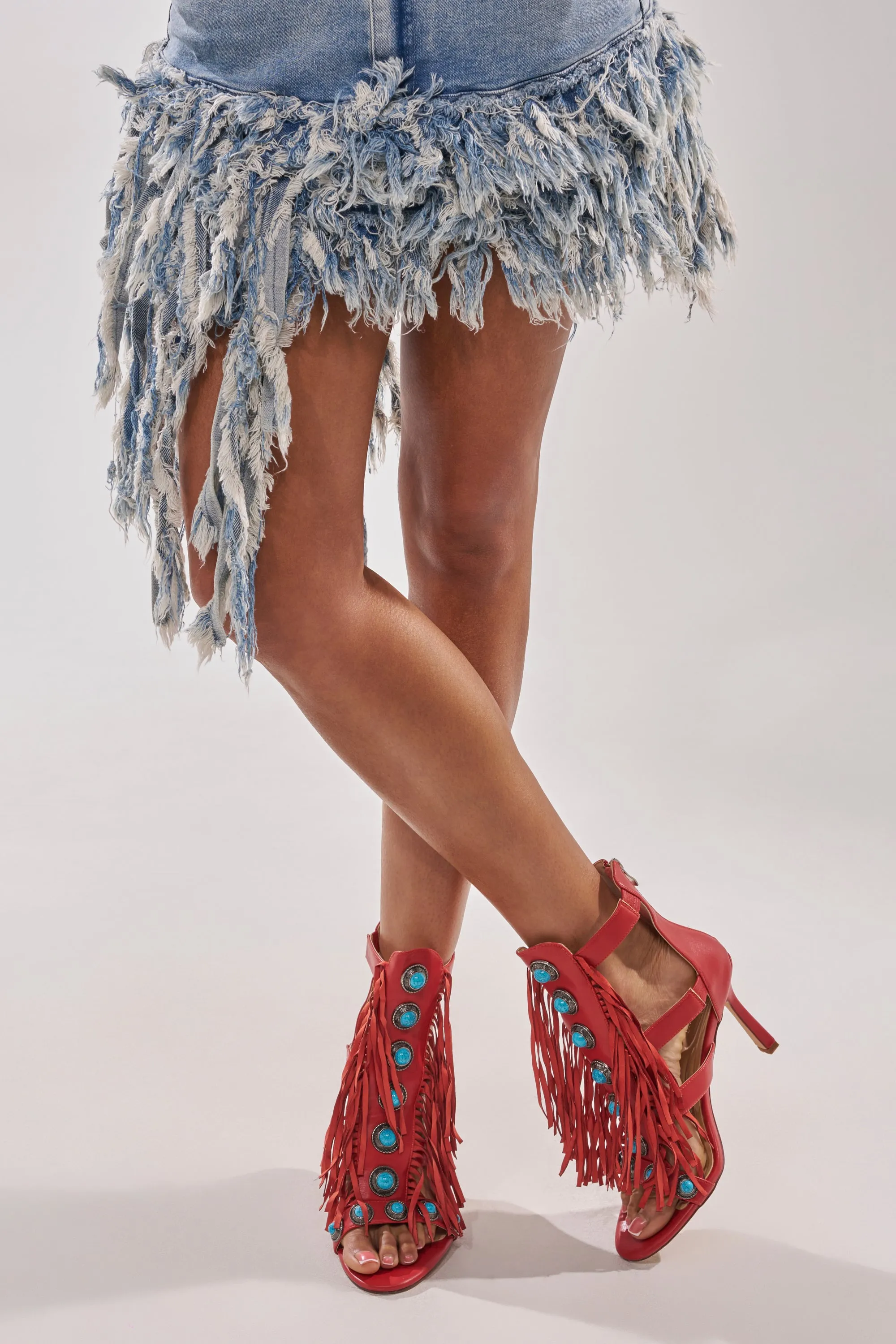 AZALEA WANG SUMAC RED FRINGE WESTERN STILETTO SANDAL sold by AKIRA product image thumbnail 2