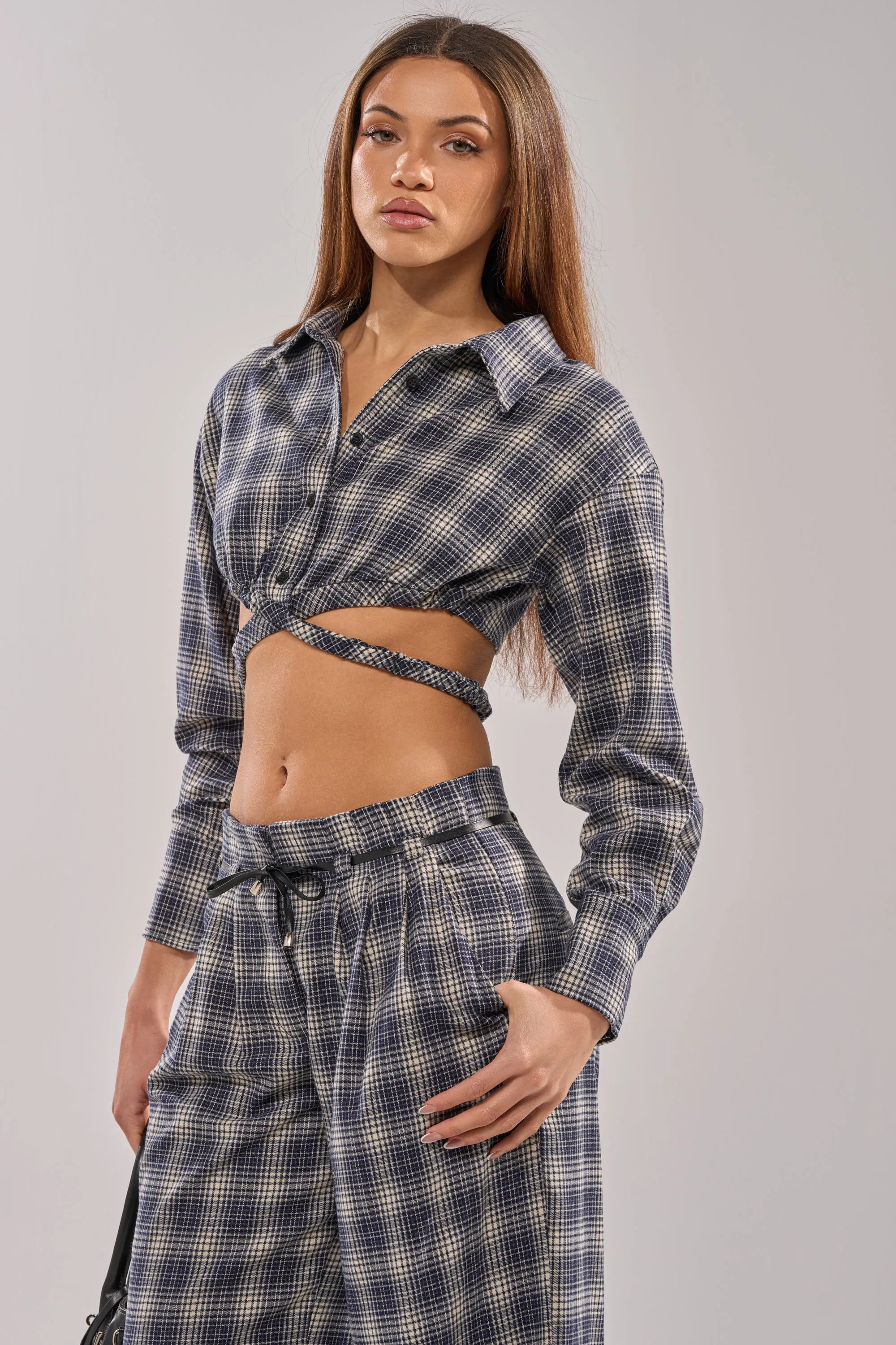 JANE PLAID BUTTON DOWN sold by AKIRA product image thumbnail 3