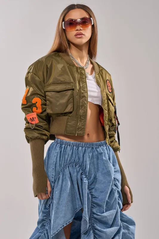 ABOUT FACE PATCH BOMBER sold by AKIRA