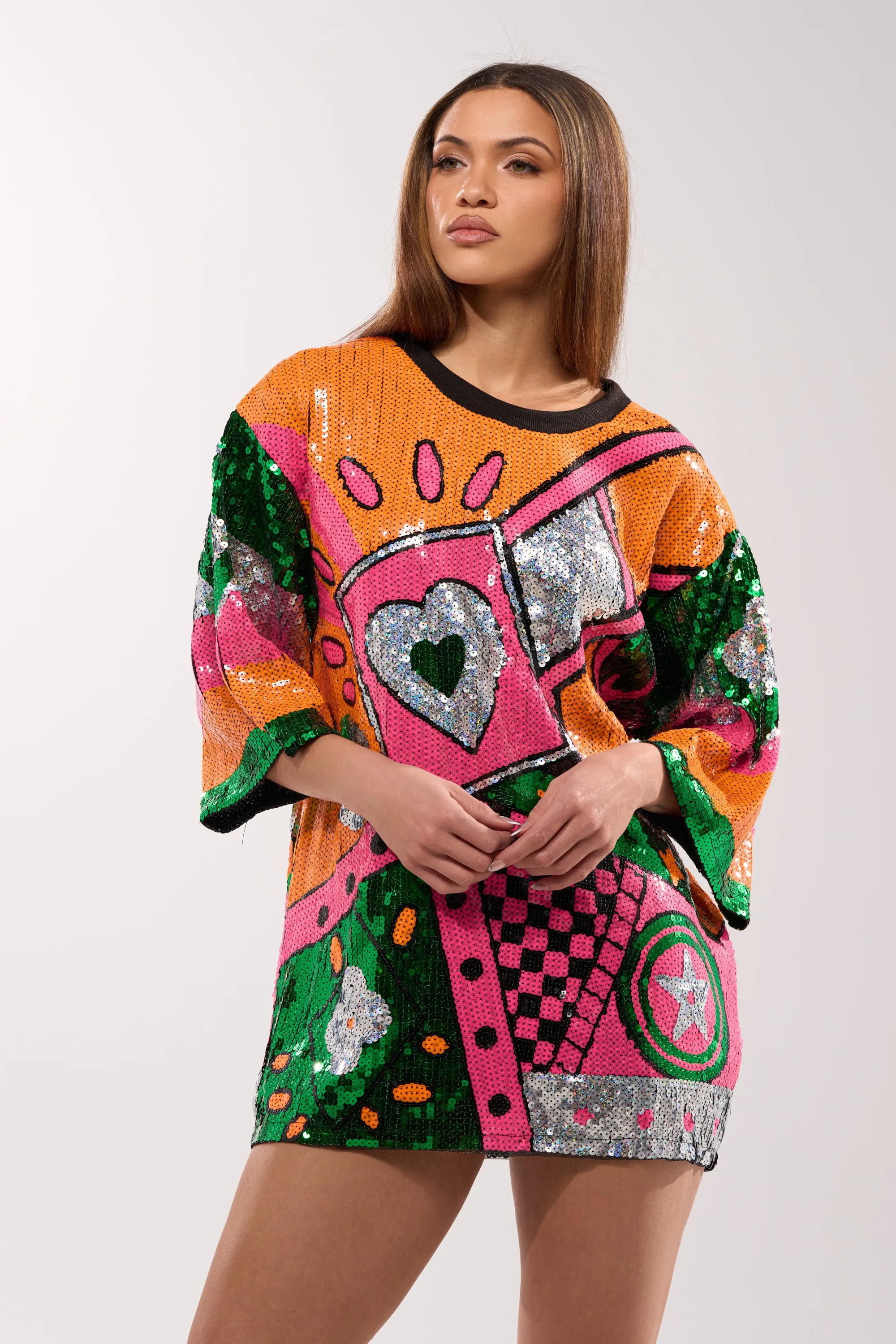 HOUSE OF HEARTS SEQUIN TSHIRT DRESS sold by AKIRA product image thumbnail 2
