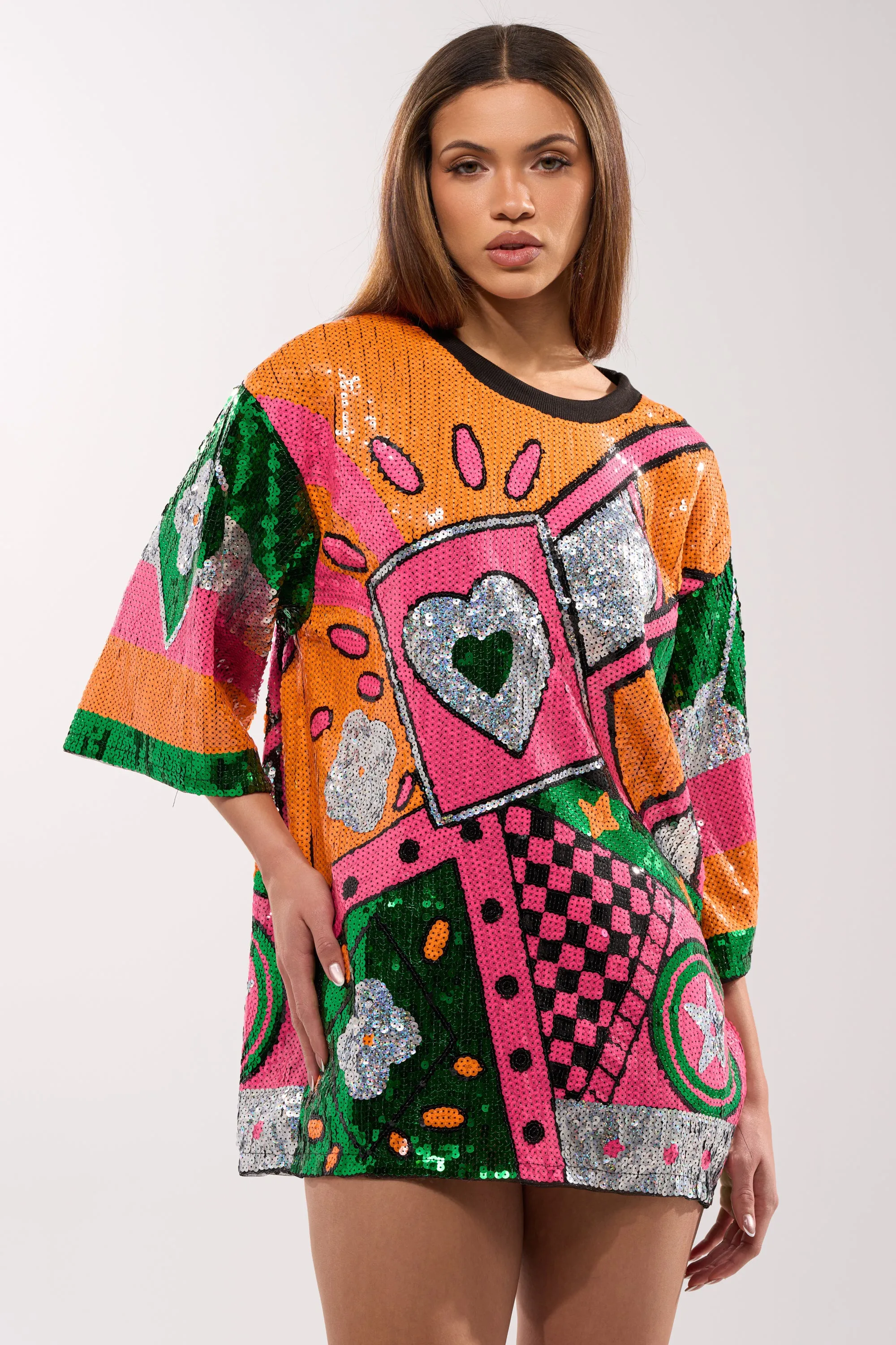HOUSE OF HEARTS SEQUIN TSHIRT DRESS sold by AKIRA product image thumbnail 3
