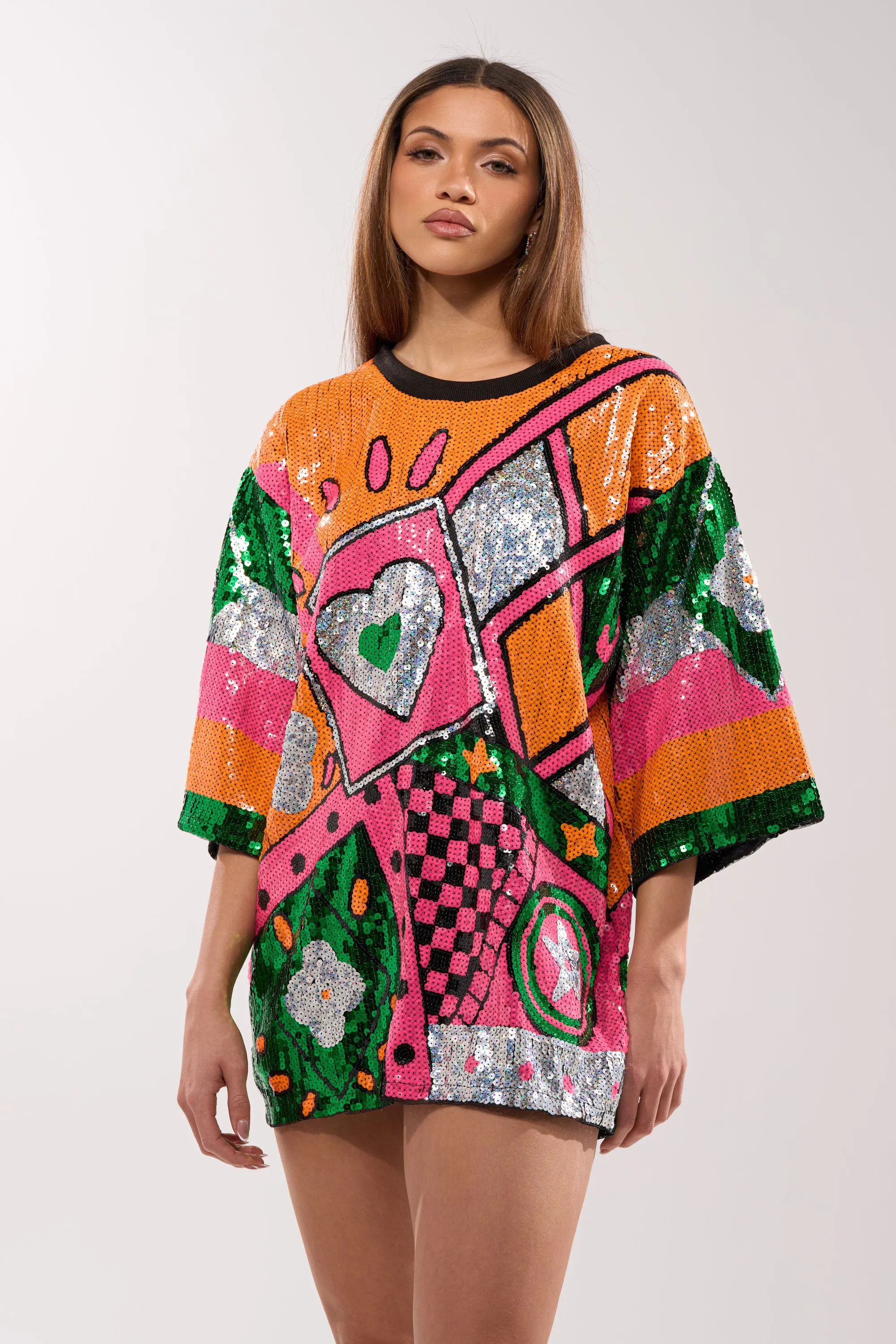 HOUSE OF HEARTS SEQUIN TSHIRT DRESS sold by AKIRA product image thumbnail 4