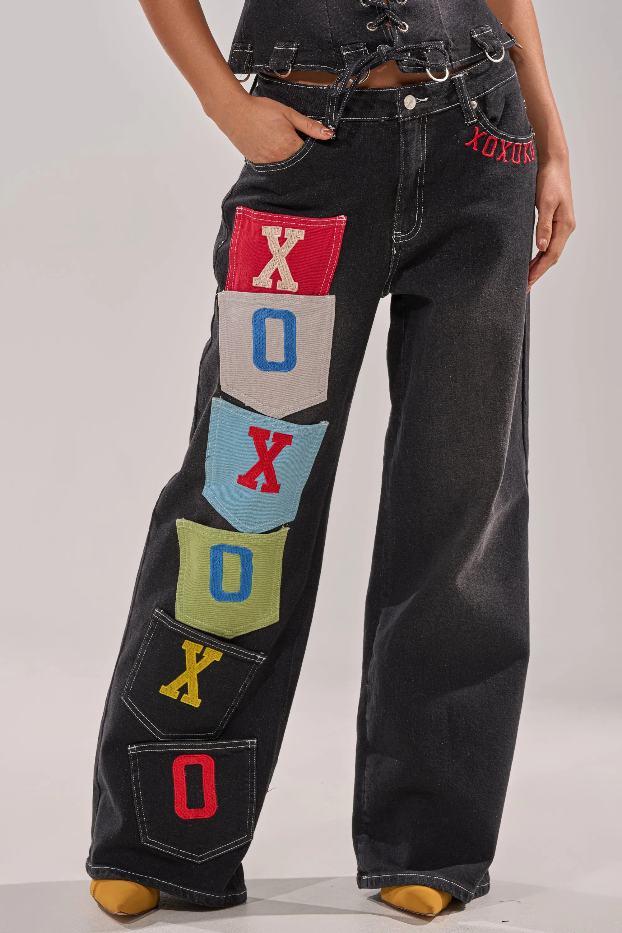 BRING IT BACK DENIM PATCHWORK PANT sold by AKIRA product image thumbnail 3