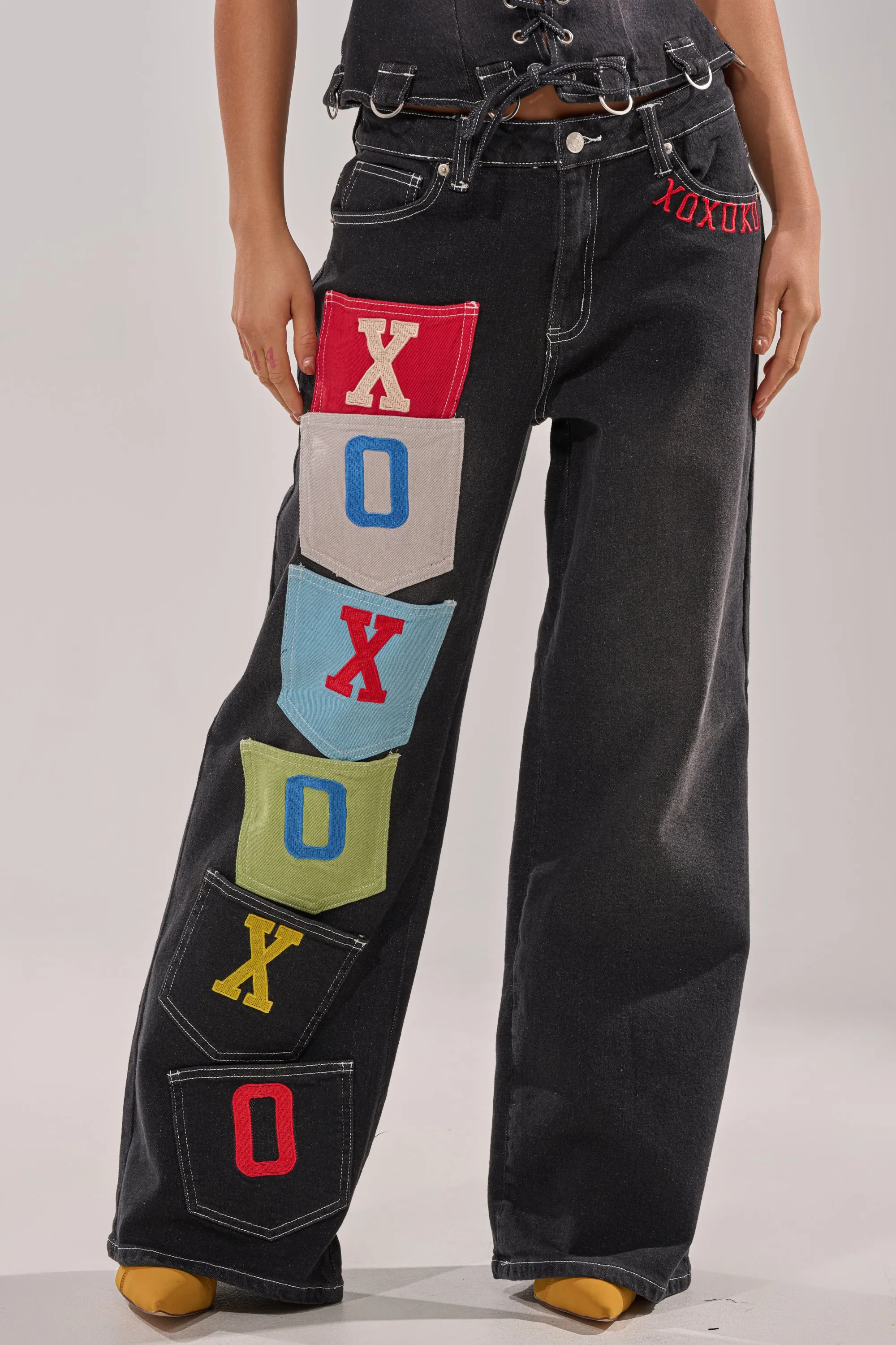 BRING IT BACK DENIM PATCHWORK PANT sold by AKIRA product image thumbnail 2