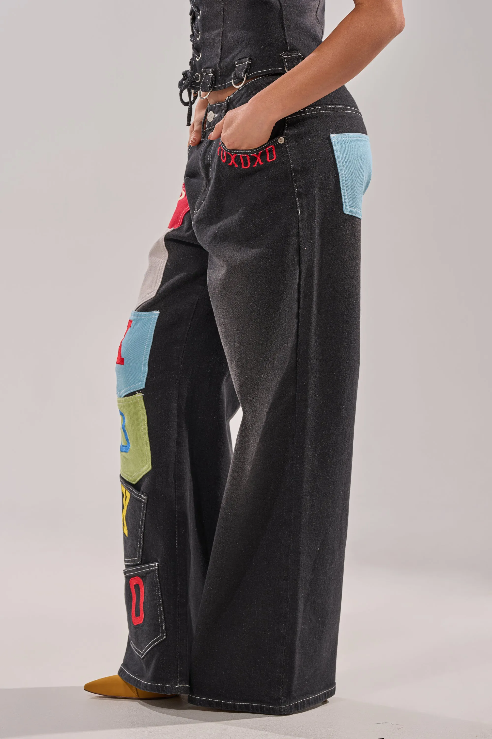 BRING IT BACK DENIM PATCHWORK PANT sold by AKIRA product image thumbnail 5