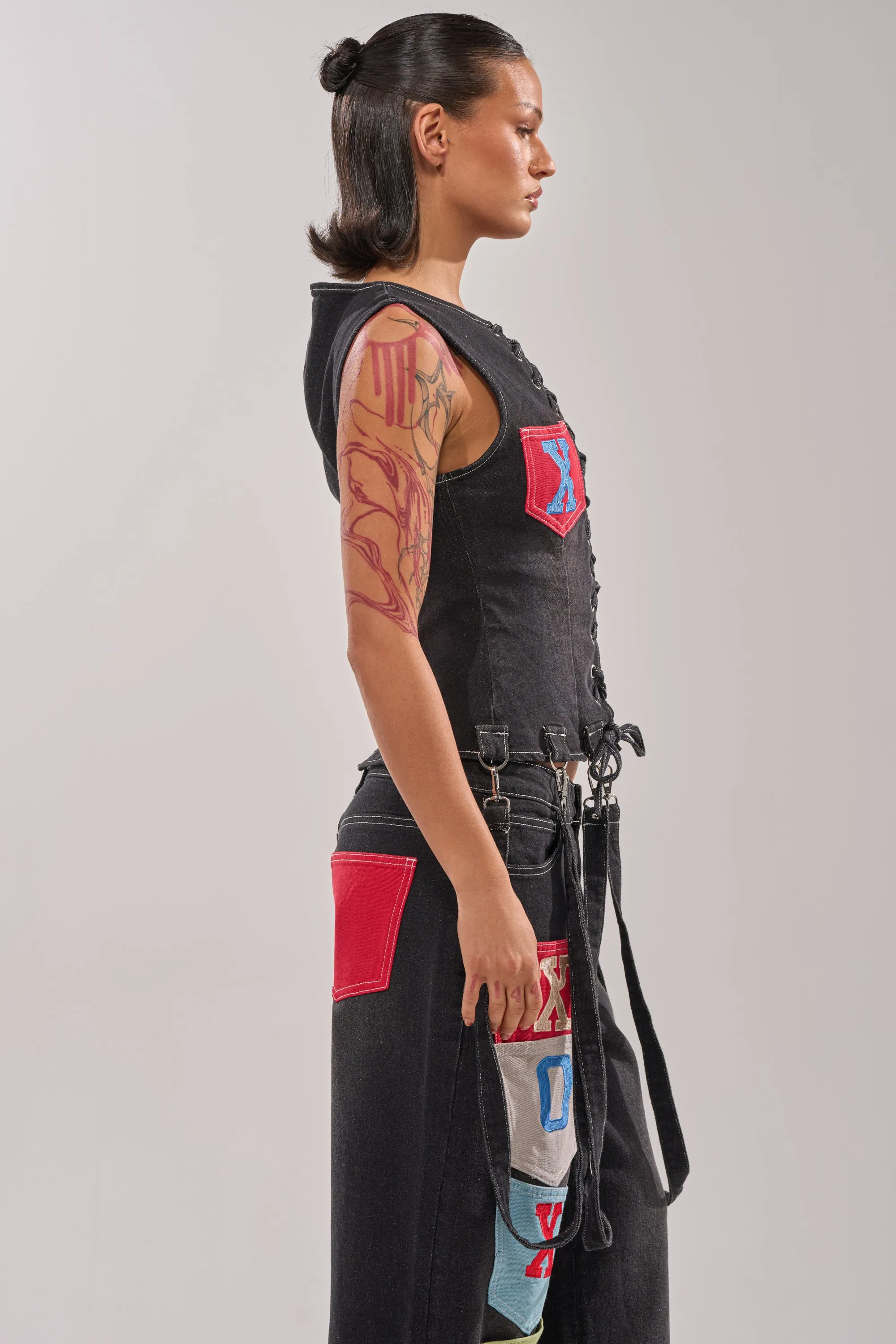 BRING IT BACK LACE UP DENIM TOP sold by AKIRA product image thumbnail 4