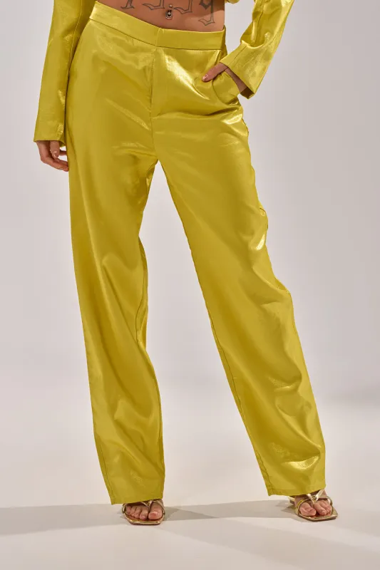 CLEO TROUSER IN CHARTREUSE sold by AKIRA