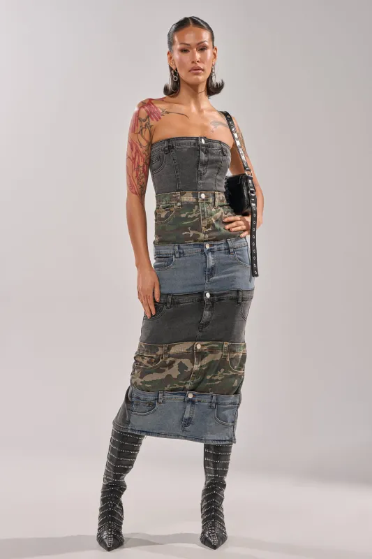 PATCHWORK PARADOX DENIM MAXI DERSS made by AKIRA
