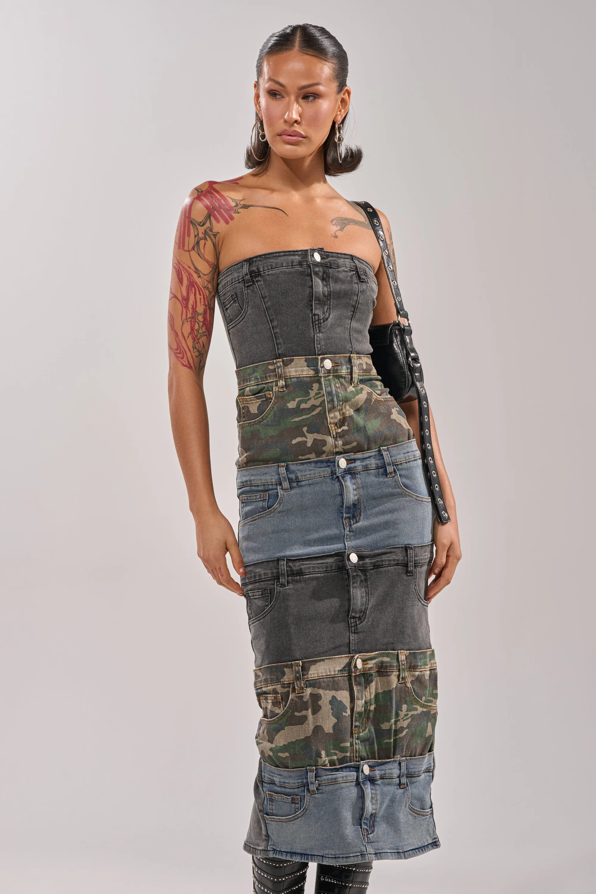 PATCHWORK PARADOX DENIM MAXI DERSS sold by AKIRA product image thumbnail 3