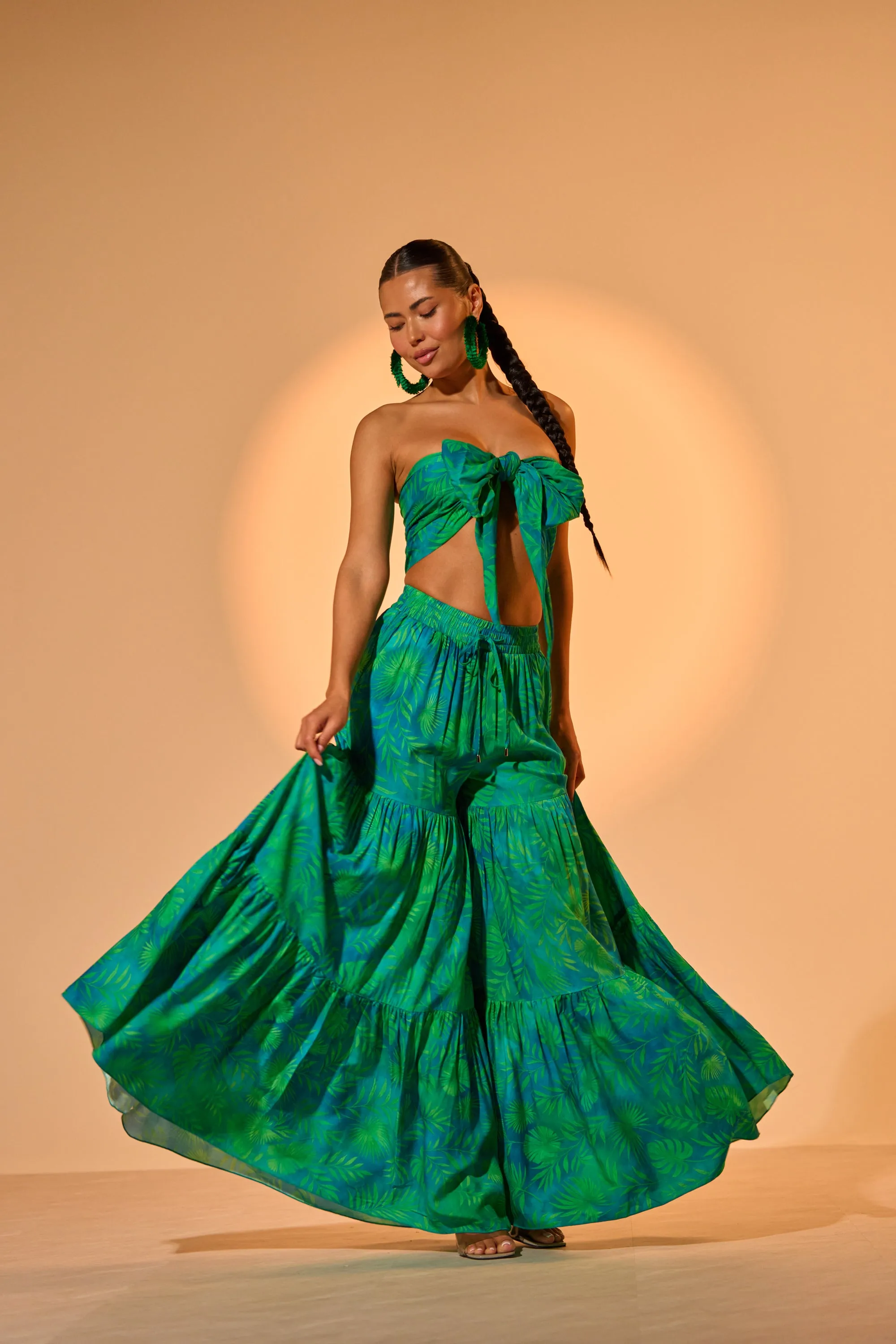 INTO THE GARDEN PALAZZO PANT IN GREEN sold by AKIRA