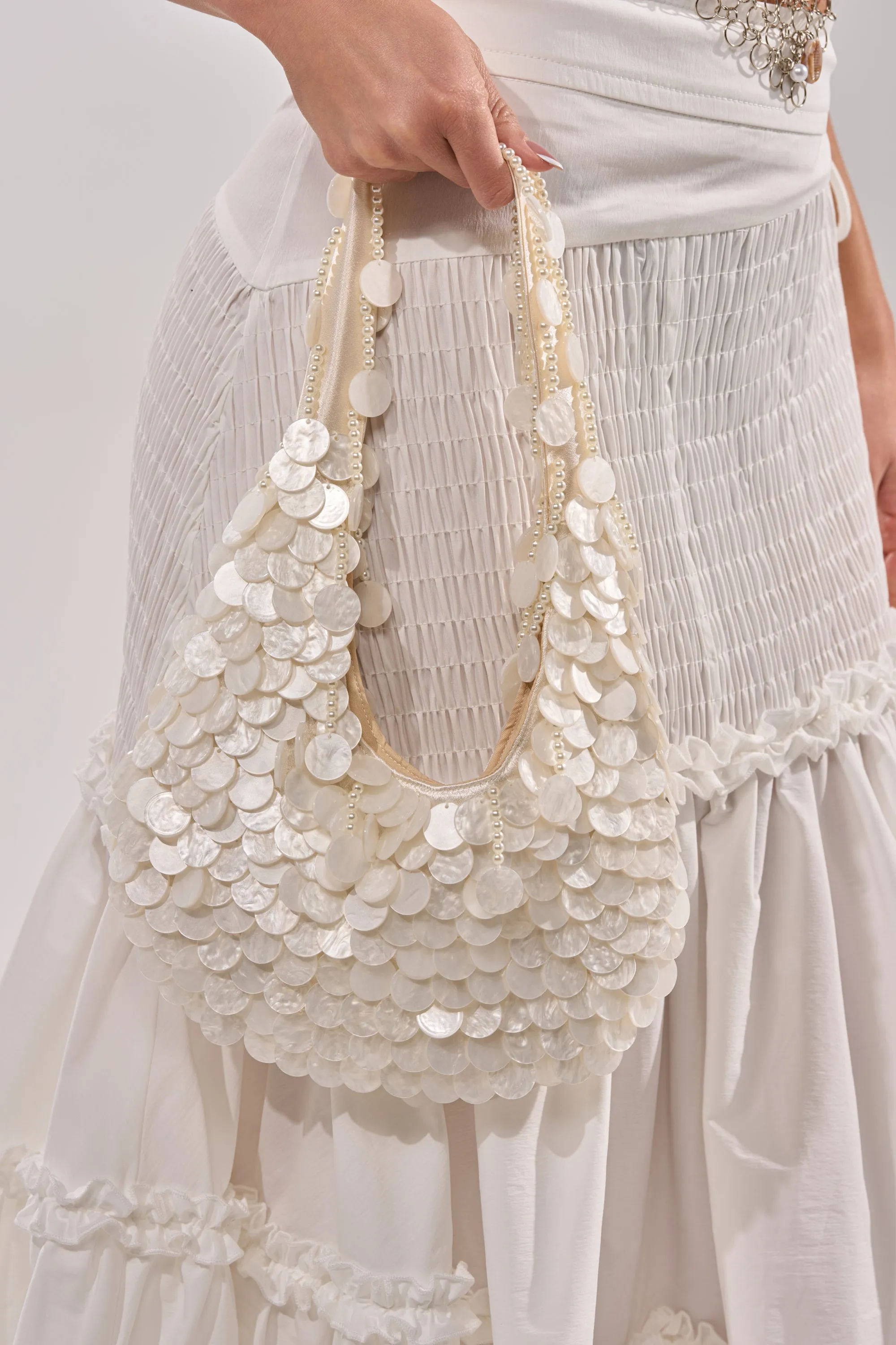 NO WORDS BEADED BAG IN WHITE sold by AKIRA product image thumbnail 3