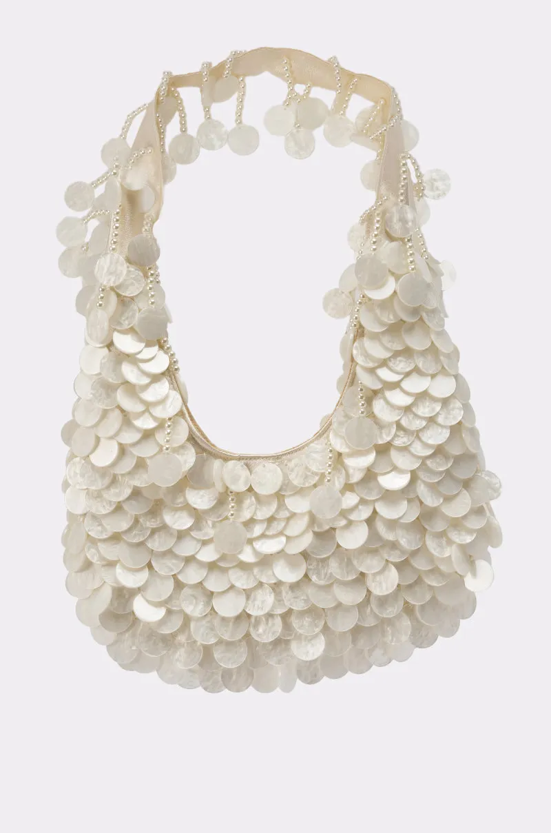 NO WORDS BEADED BAG IN WHITE sold by AKIRA product image thumbnail 2