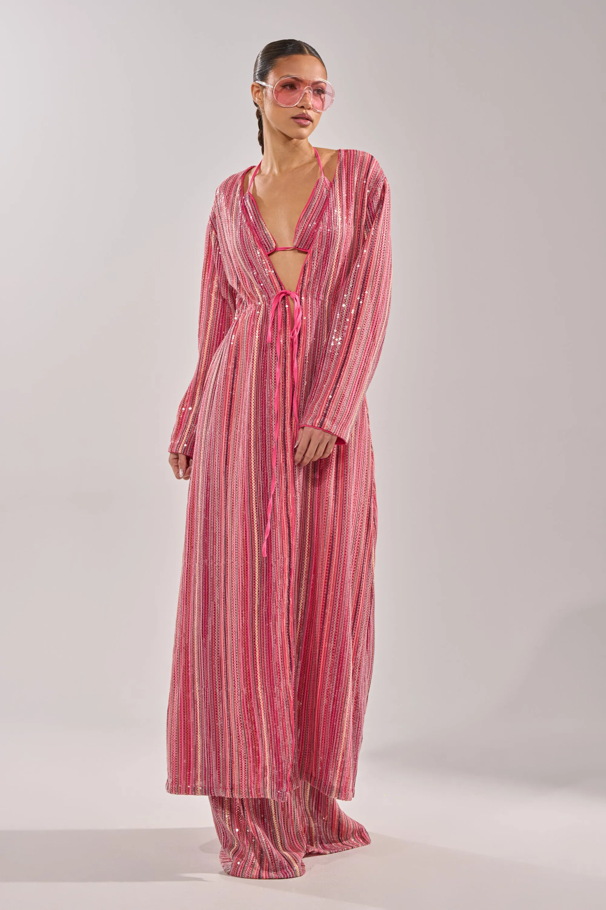 TAYLOR SEQUIN FRONT TIE DUSTER sold by AKIRA product image thumbnail 2