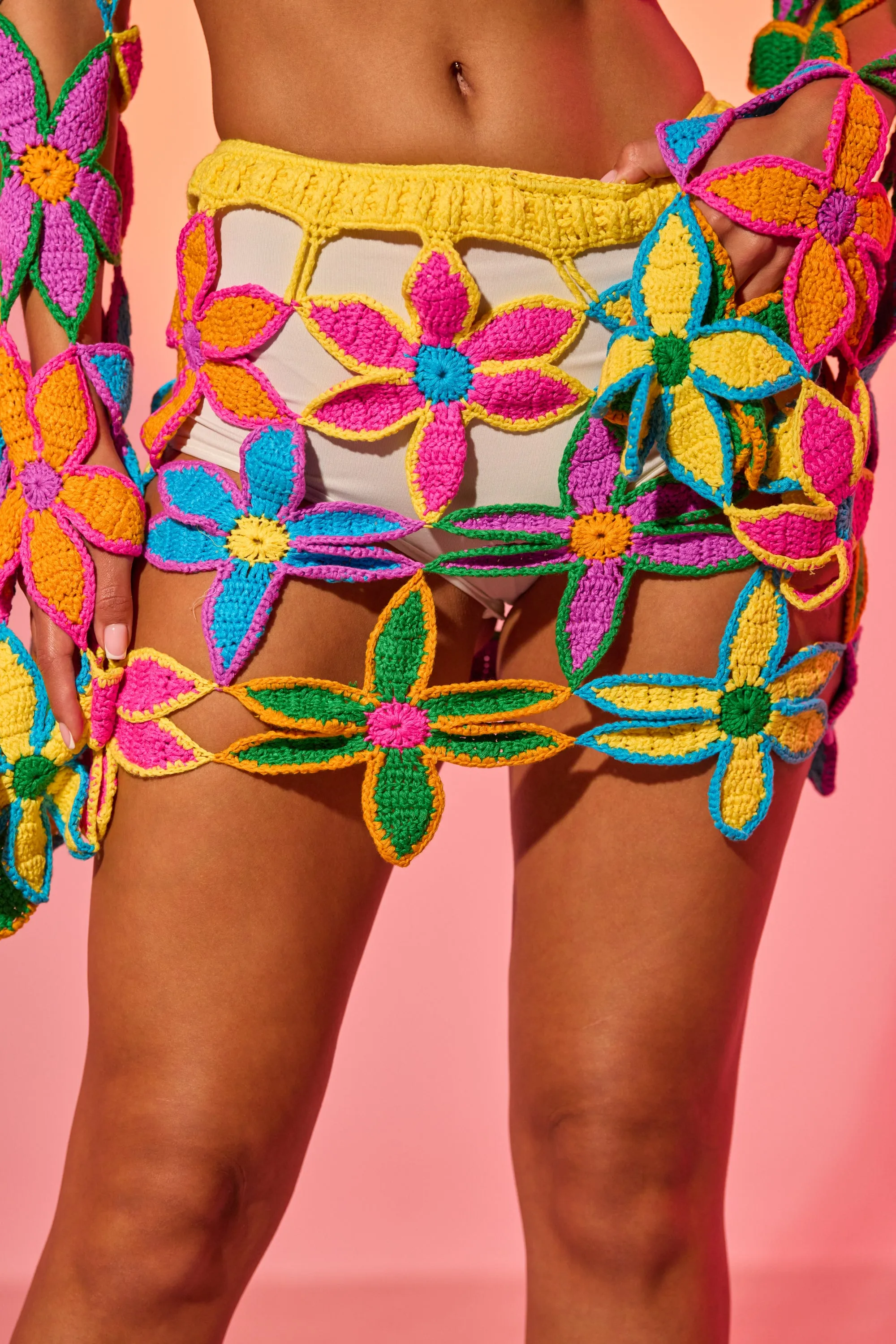 FLORAL FIELDS CROCHET MINI SKIRT sold by AKIRA product image thumbnail 2