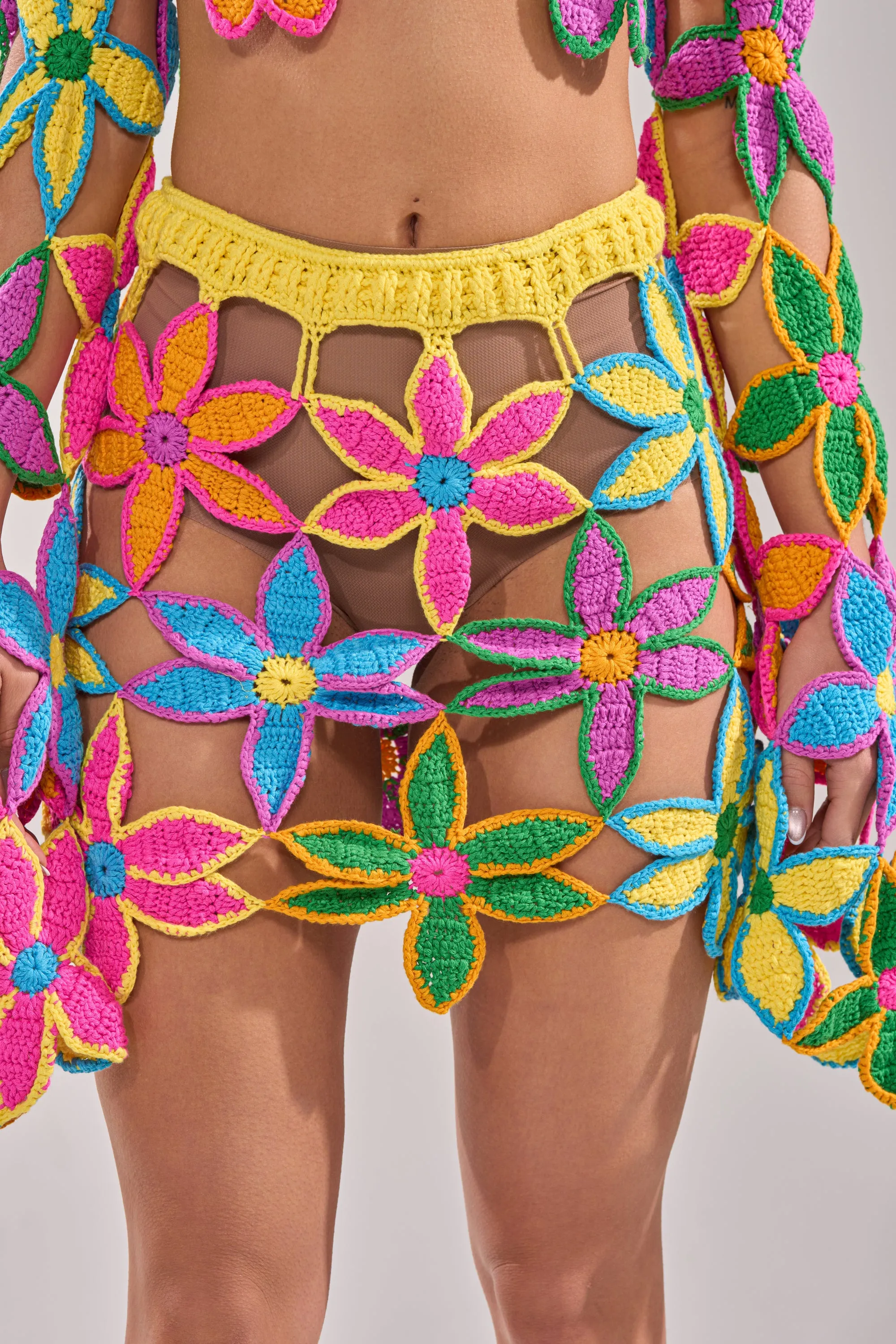 FLORAL FIELDS CROCHET MINI SKIRT sold by AKIRA product image thumbnail 4