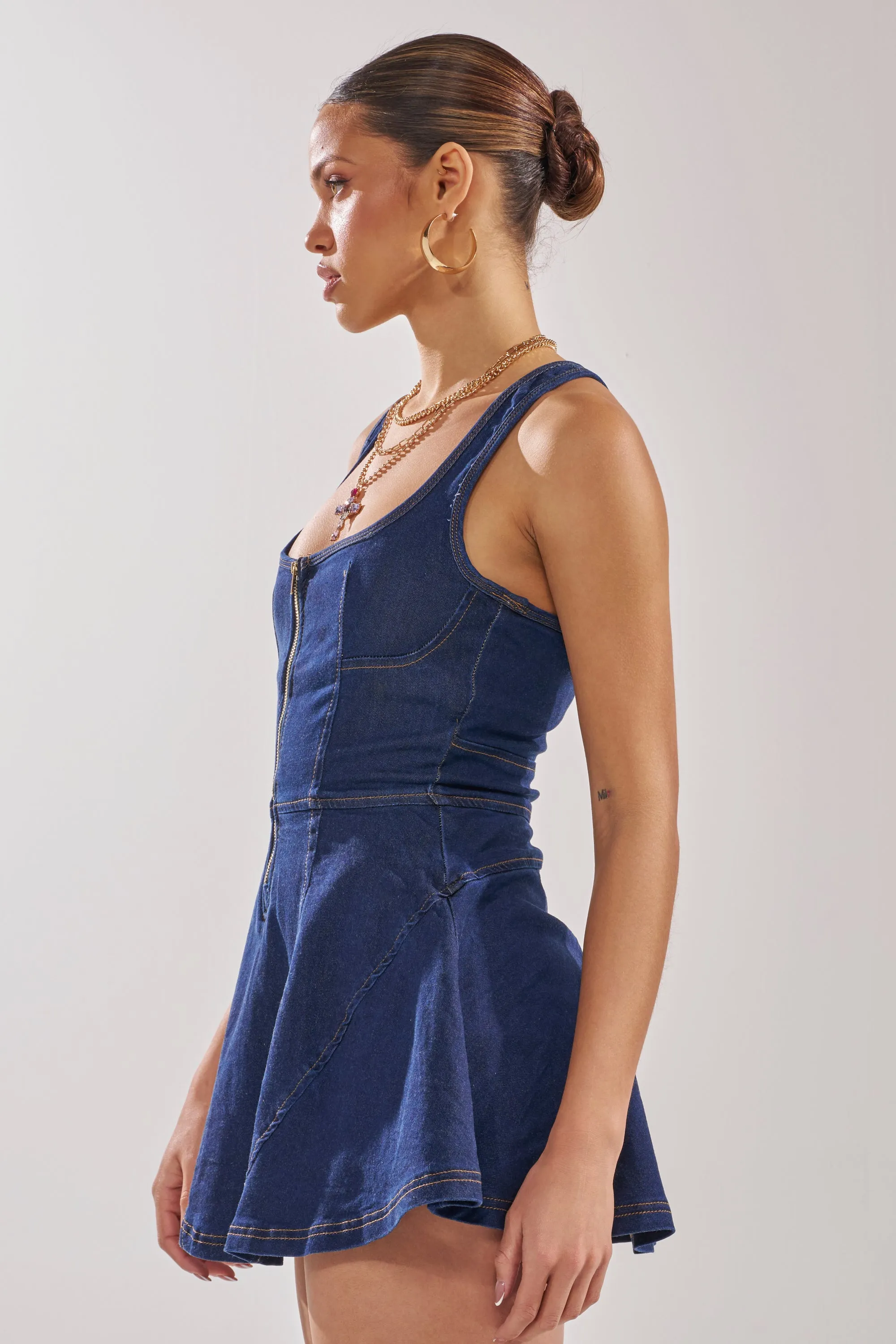 AUDREY DENIM MINI DRESS sold by AKIRA product image thumbnail 5