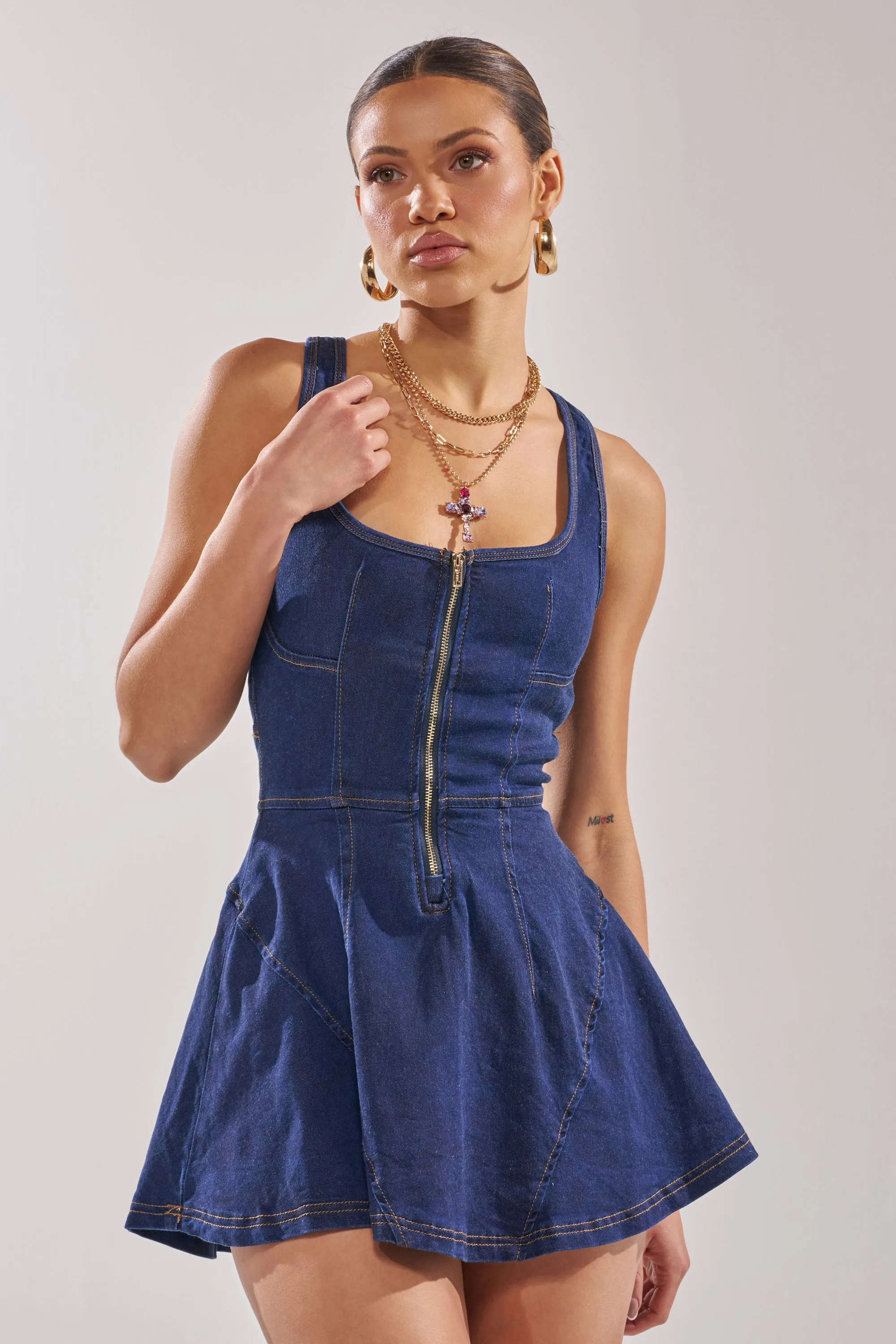 AUDREY DENIM MINI DRESS sold by AKIRA product image thumbnail 4