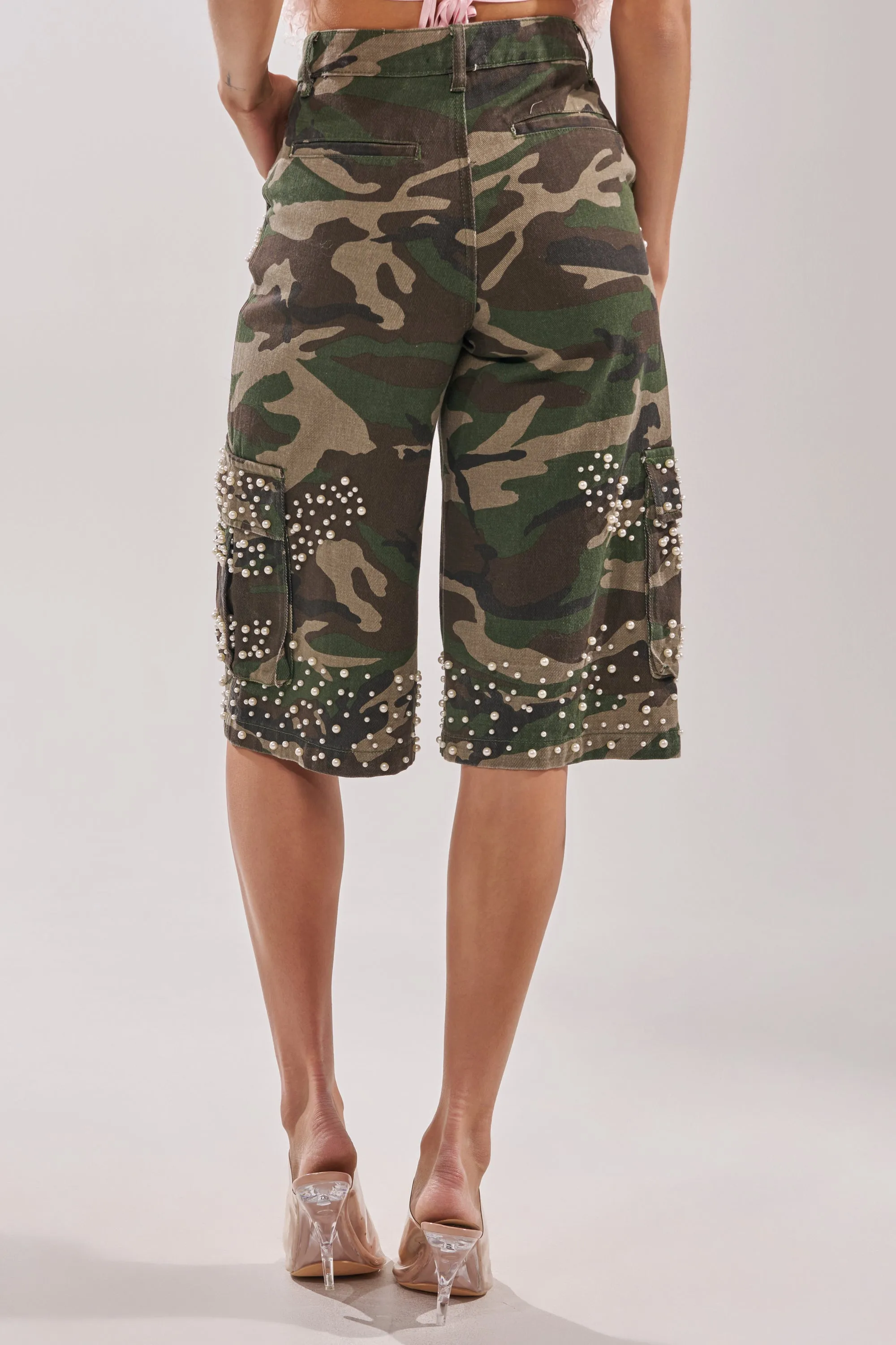 LUXURIOUS CAMO BERMUDA CARGO SHORTS sold by AKIRA product image thumbnail 4