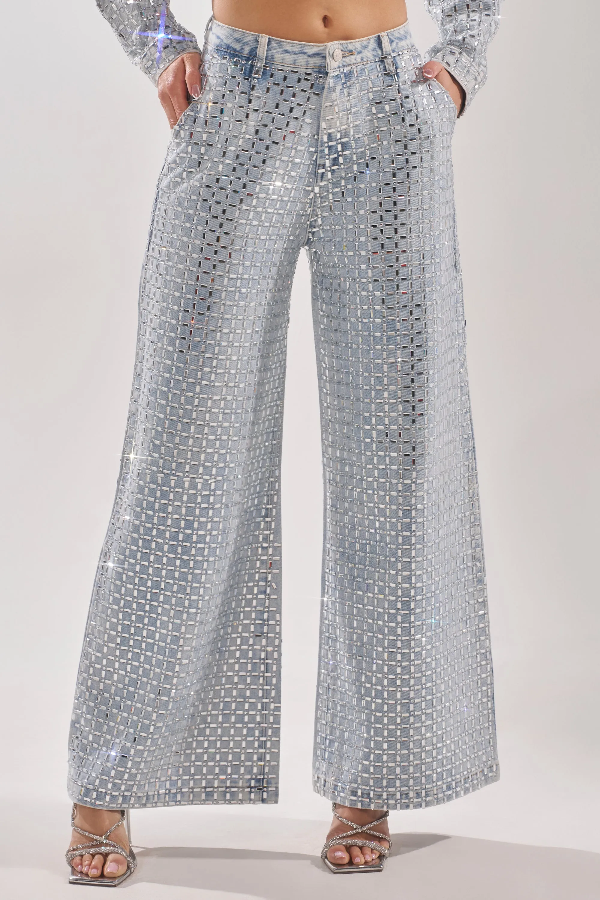 PICK N CHOOSE RHINESTONE WIDE LEG DENIM sold by AKIRA product image thumbnail 3