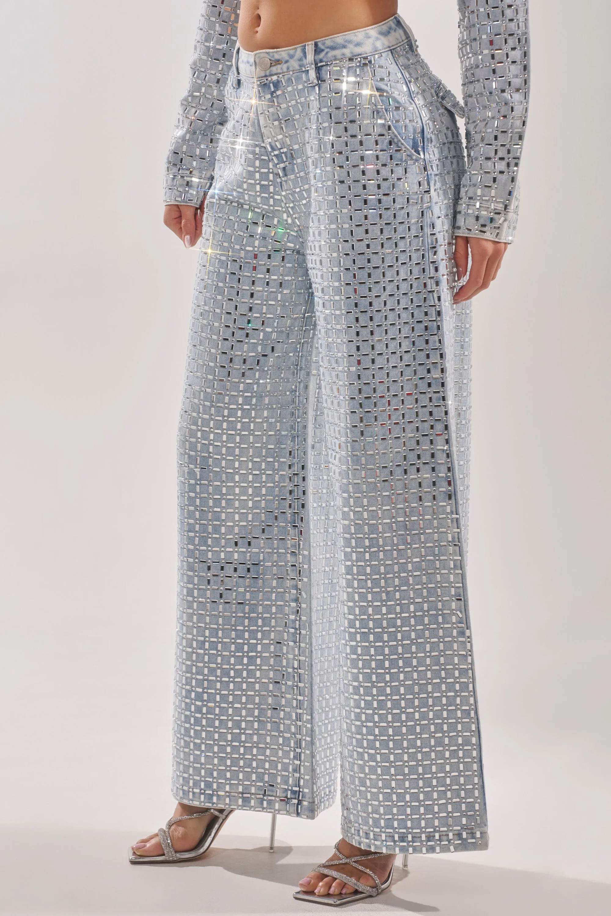 PICK N CHOOSE RHINESTONE WIDE LEG DENIM sold by AKIRA product image thumbnail 4