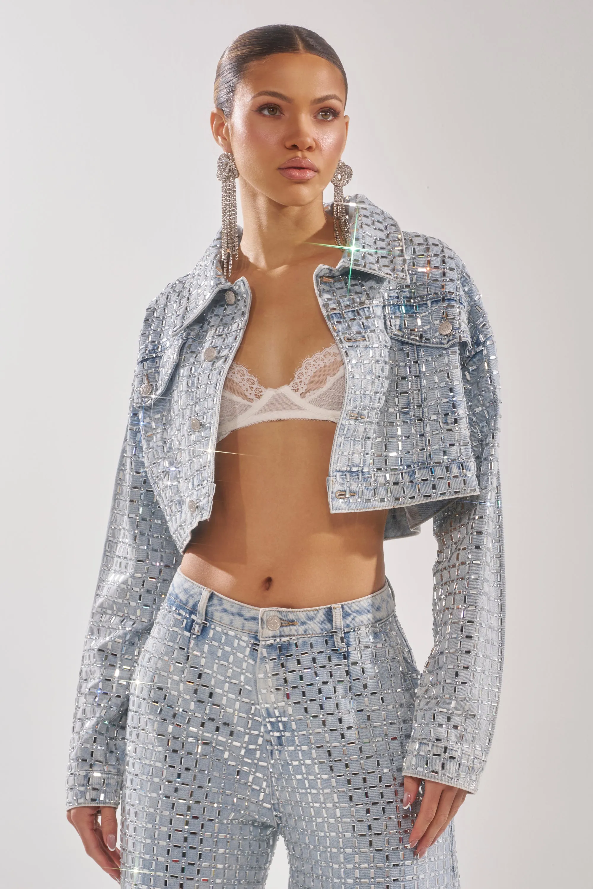 PICK N CHOOSE RHINESTONE DENIM JACKET sold by AKIRA product image thumbnail 3