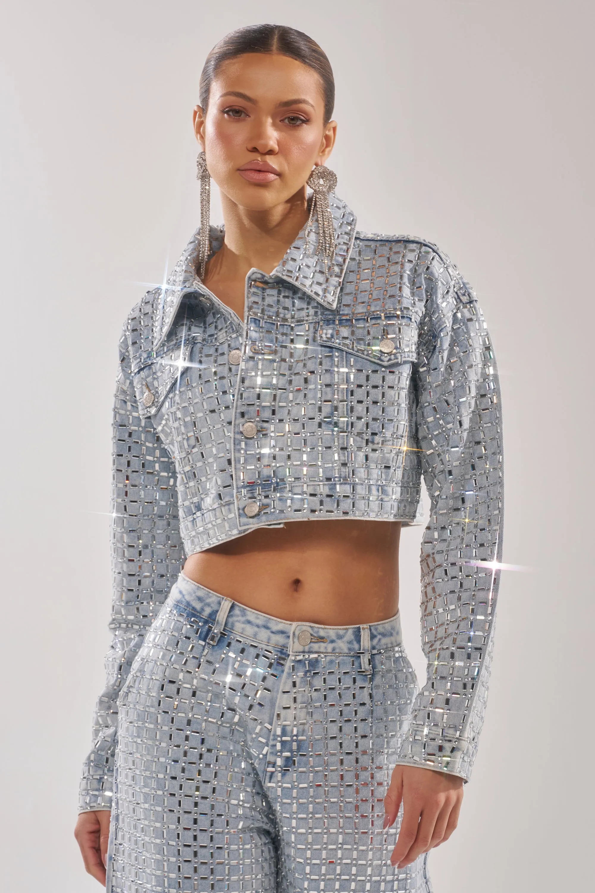 PICK N CHOOSE RHINESTONE DENIM JACKET sold by AKIRA product image thumbnail 2