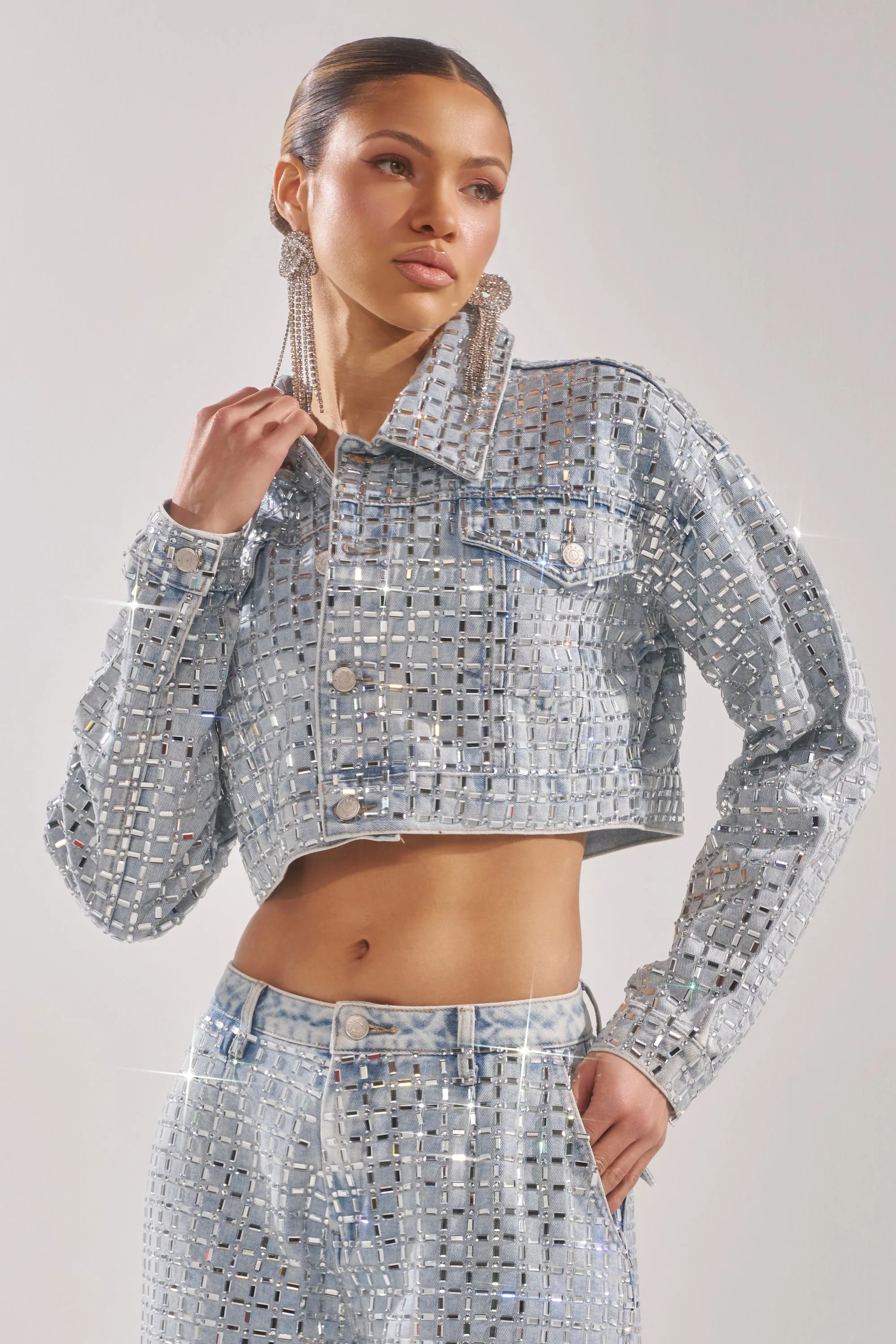 PICK N CHOOSE RHINESTONE DENIM JACKET sold by AKIRA product image thumbnail 5