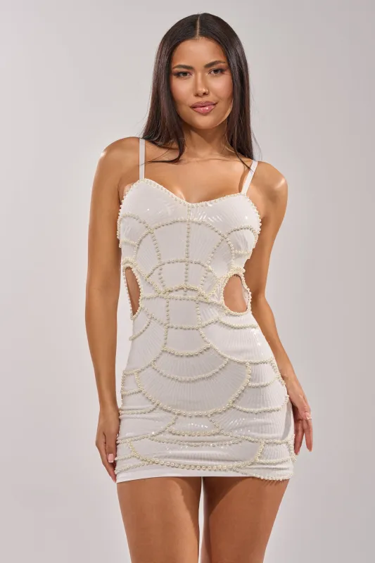 CAUGHT IN MY WEB MINI DRESS made by AKIRA