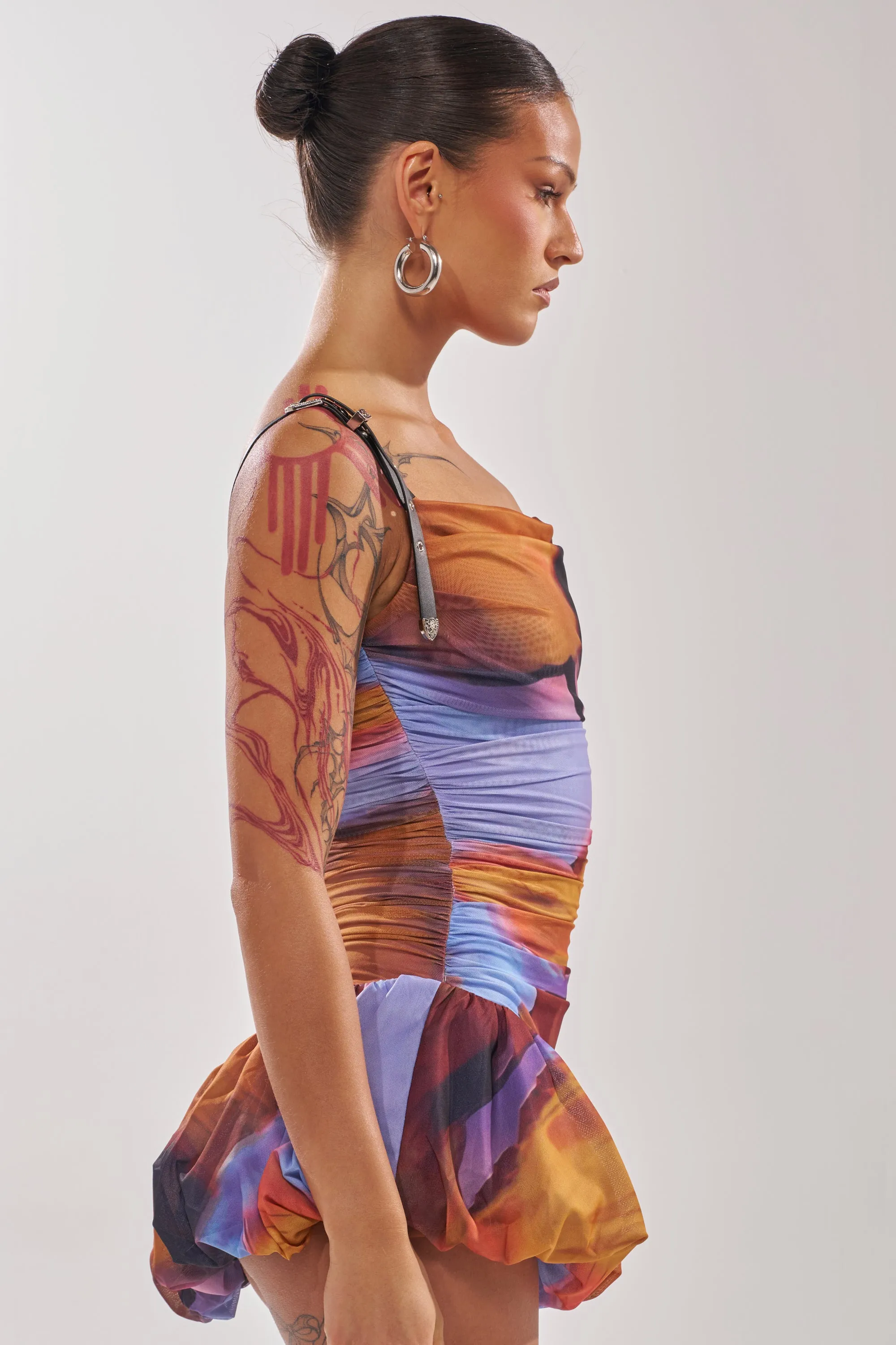IN A MOOD PRINTED MINI DRESS IN PURPLE sold by AKIRA product image thumbnail 3