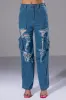 IVY DISTRESSED CARGO HIGH WAISTED JEANS sold by AKIRA
