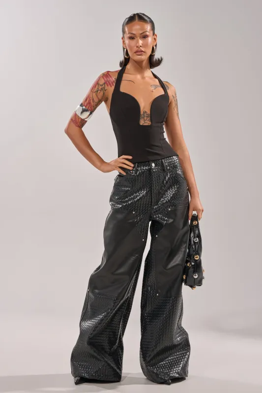 WILD TEXTURED FAUX LEATHER PANT sold by AKIRA