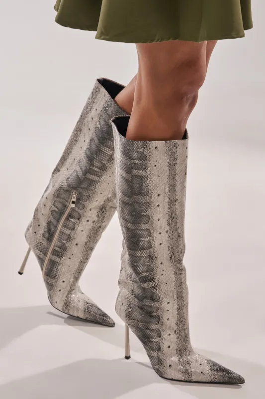 AZALEA WANG MADEYE SNAKE STILETTO BOOT sold by AKIRA