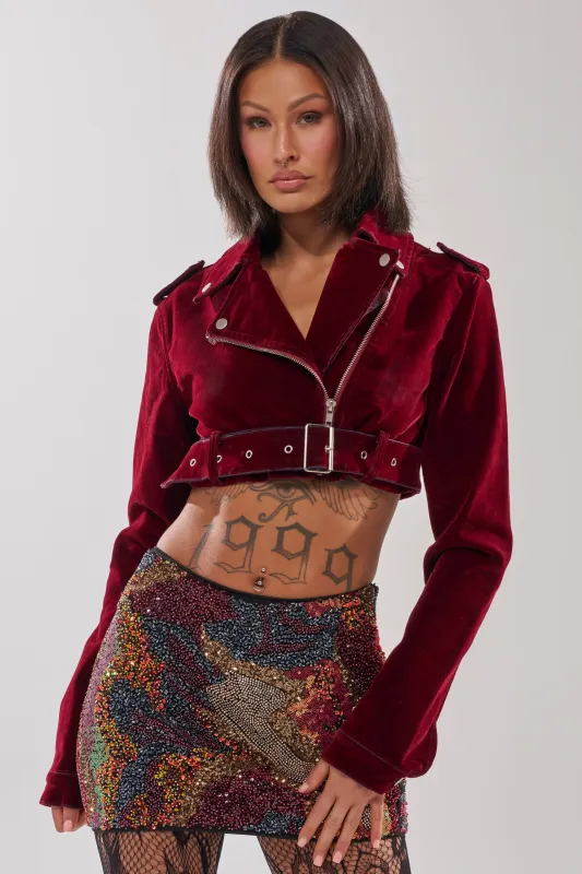 LULU VELVET DENIM MOTO made by AKIRA