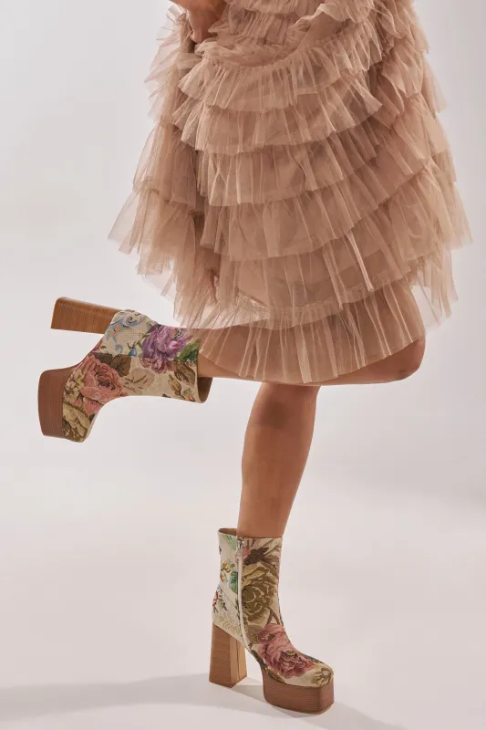 AZALEA WANG ZILPAH FLORAL BROCADE BOOTIE sold by AKIRA