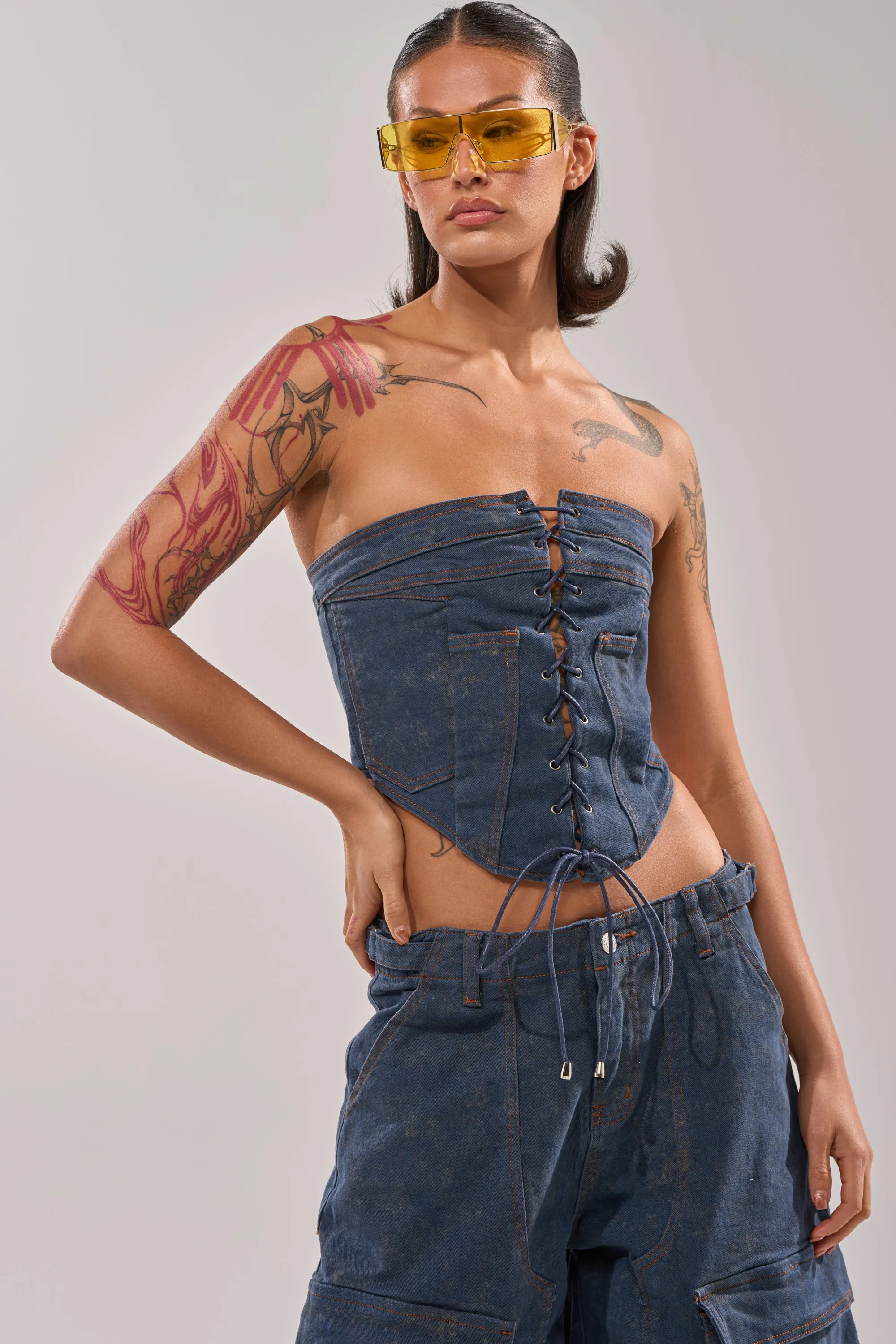 BOLD LACE UP CORSET sold by AKIRA