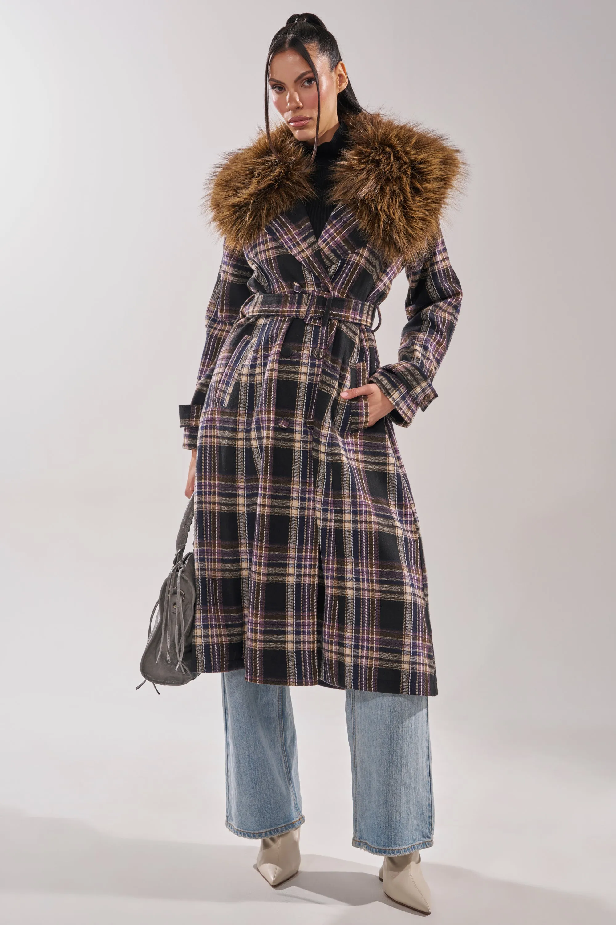 SWEPT UP FUR TRIM TRENCH sold by AKIRA product image thumbnail 3