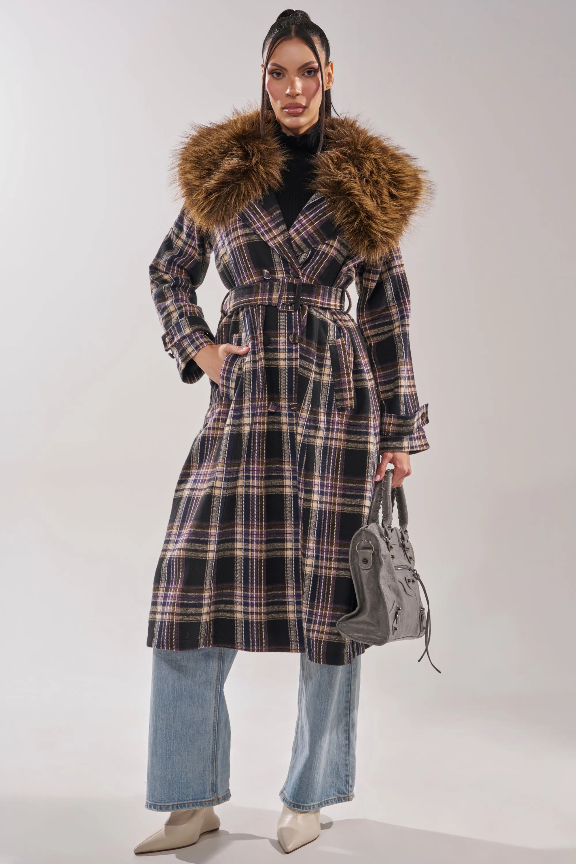 SWEPT UP FUR TRIM TRENCH sold by AKIRA product image thumbnail 2