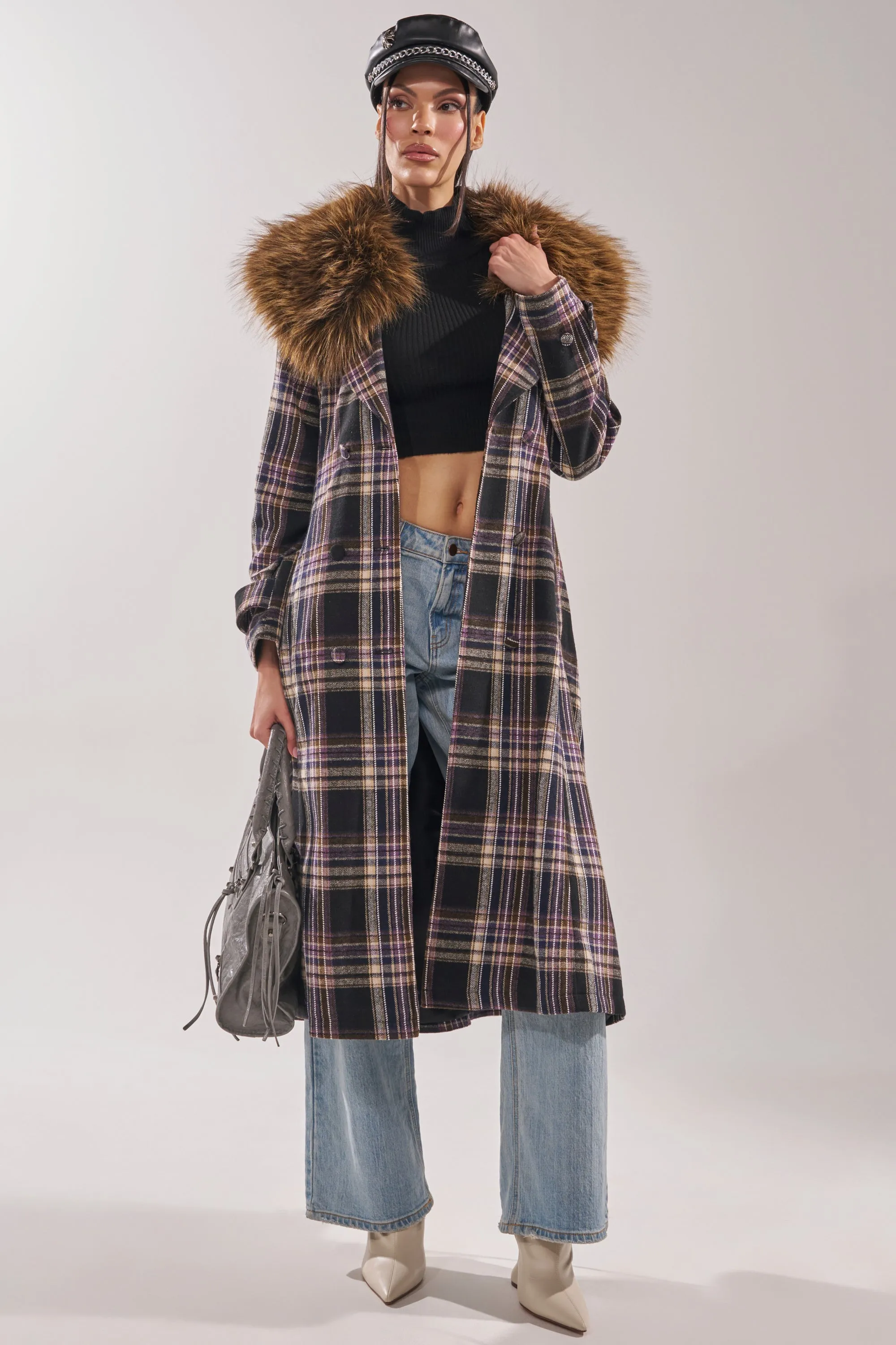 SWEPT UP FUR TRIM TRENCH sold by AKIRA product image thumbnail 5