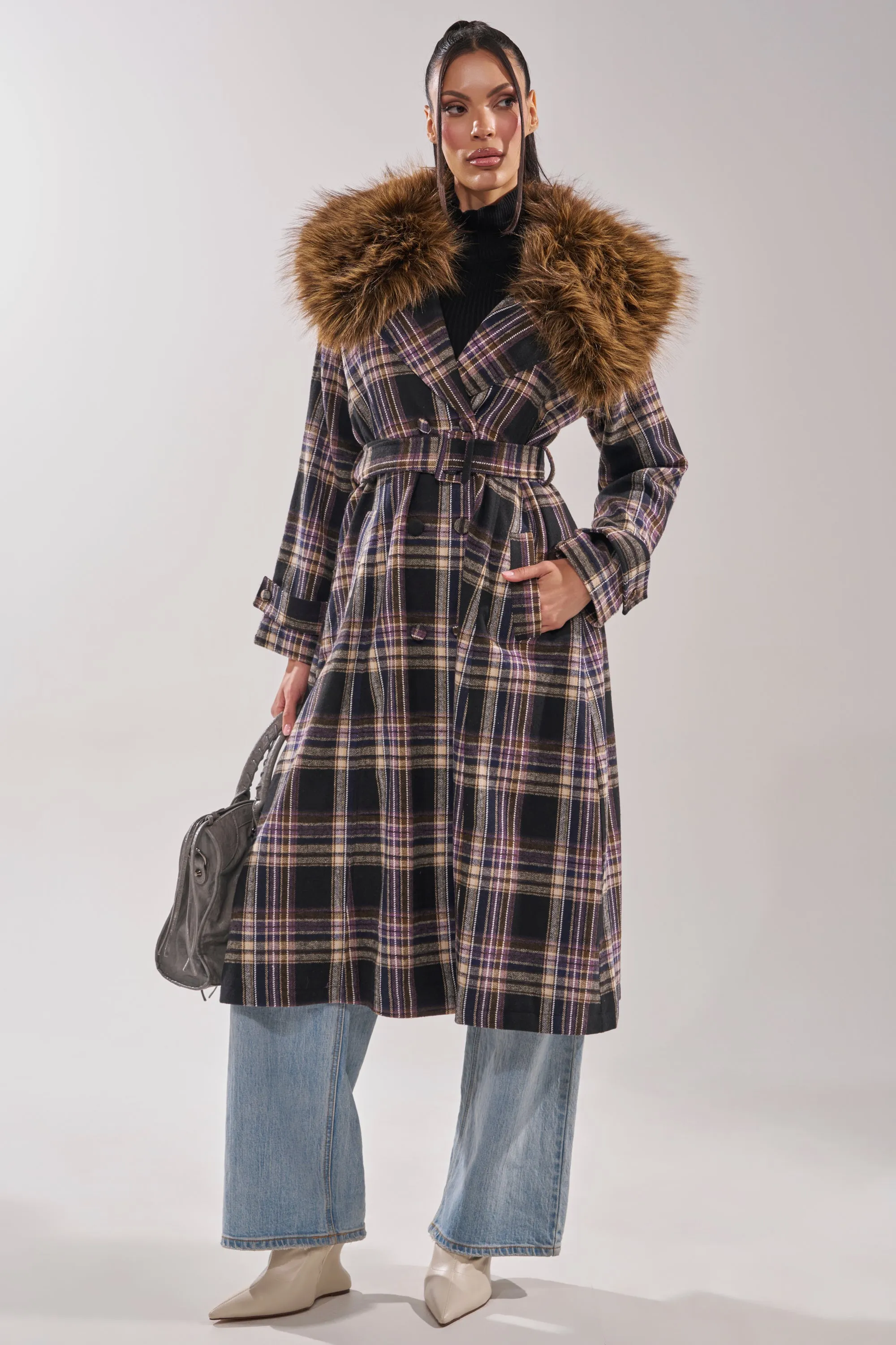 SWEPT UP FUR TRIM TRENCH sold by AKIRA product image thumbnail 4