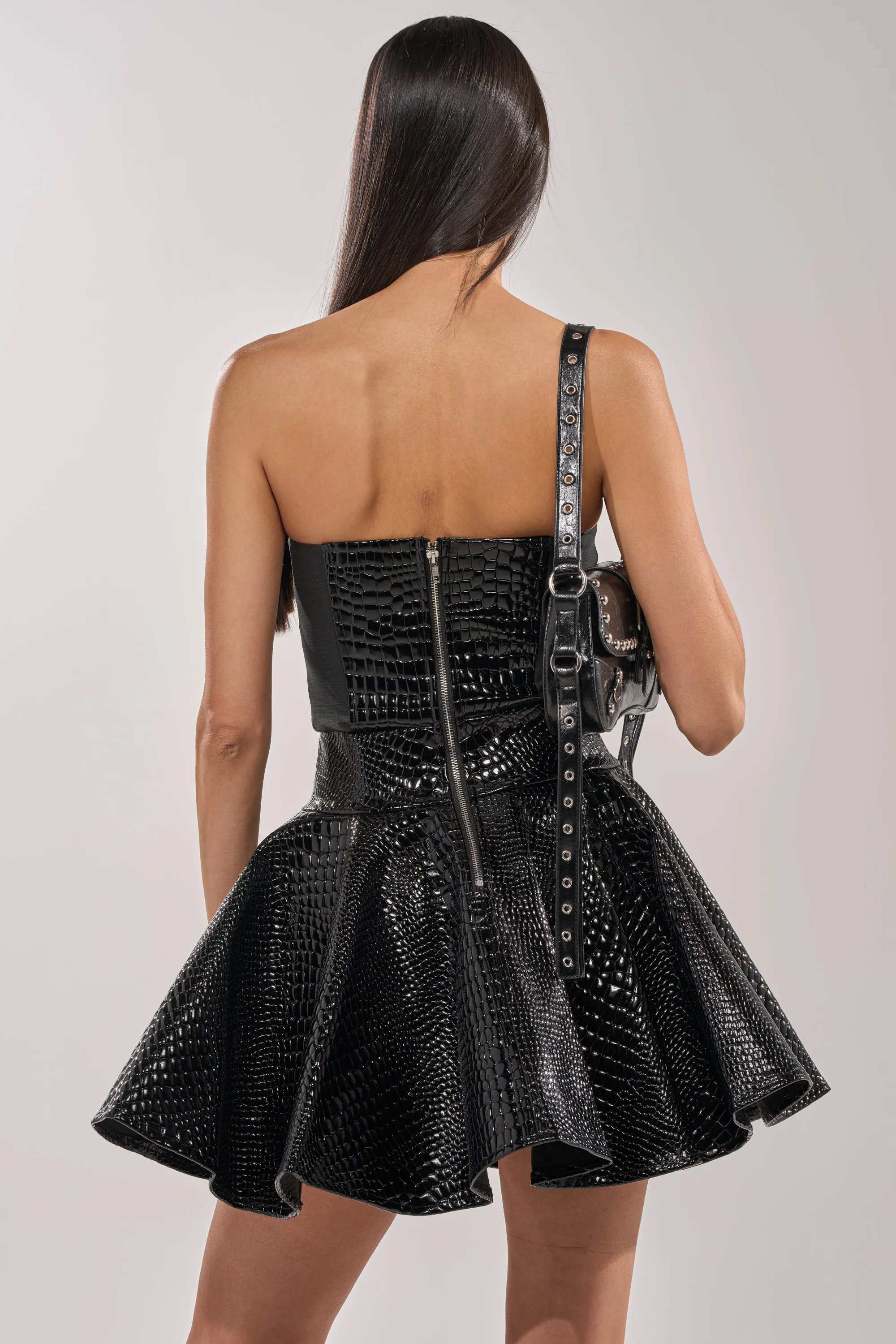 VAL FAUX LEATHER MINI DRESS IN CROC sold by AKIRA product image thumbnail 4