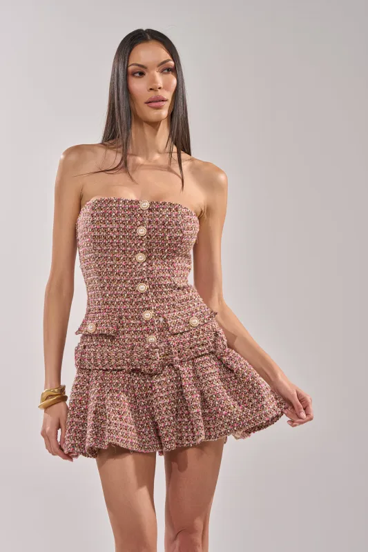 SWEET CAROLINE MINI TWEED DRESS made by AKIRA