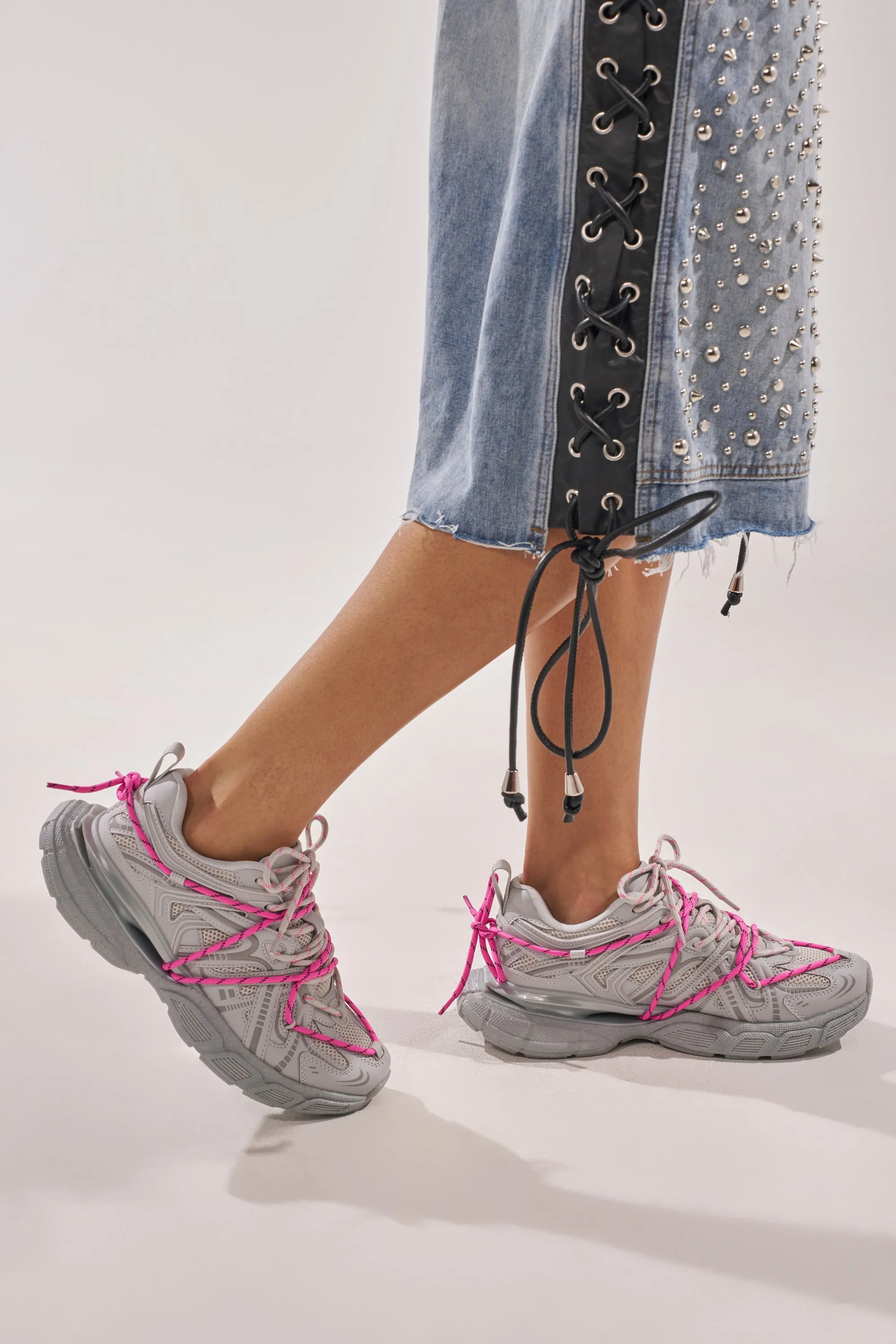 AZALEA WANG SATINE GREY LACE UP SNEAKER sold by AKIRA product image thumbnail 2