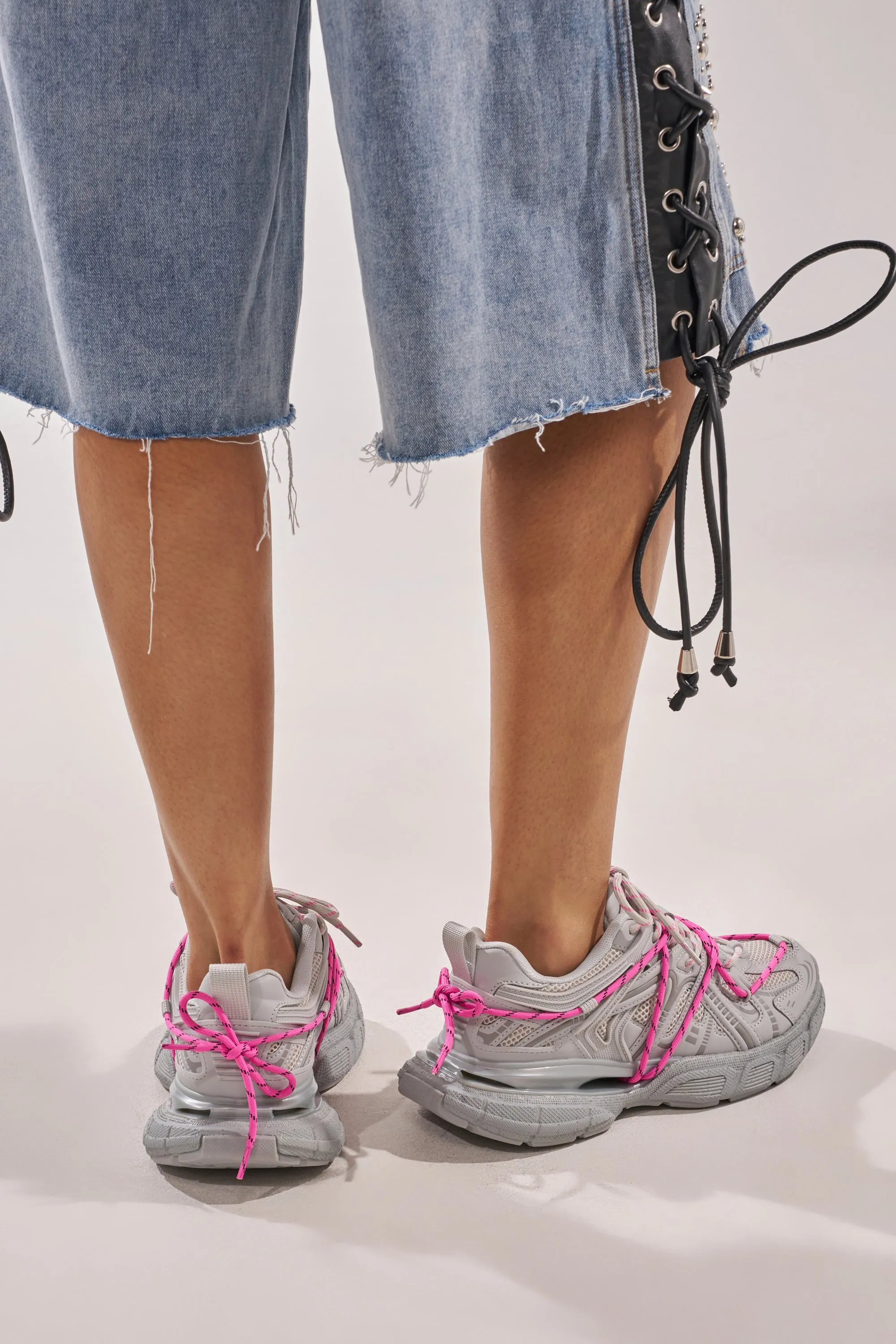 AZALEA WANG SATINE GREY LACE UP SNEAKER sold by AKIRA product image thumbnail 3