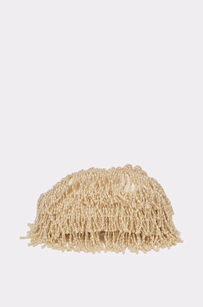 ON AN ISLAND PEARL CLUTCH sold by AKIRA