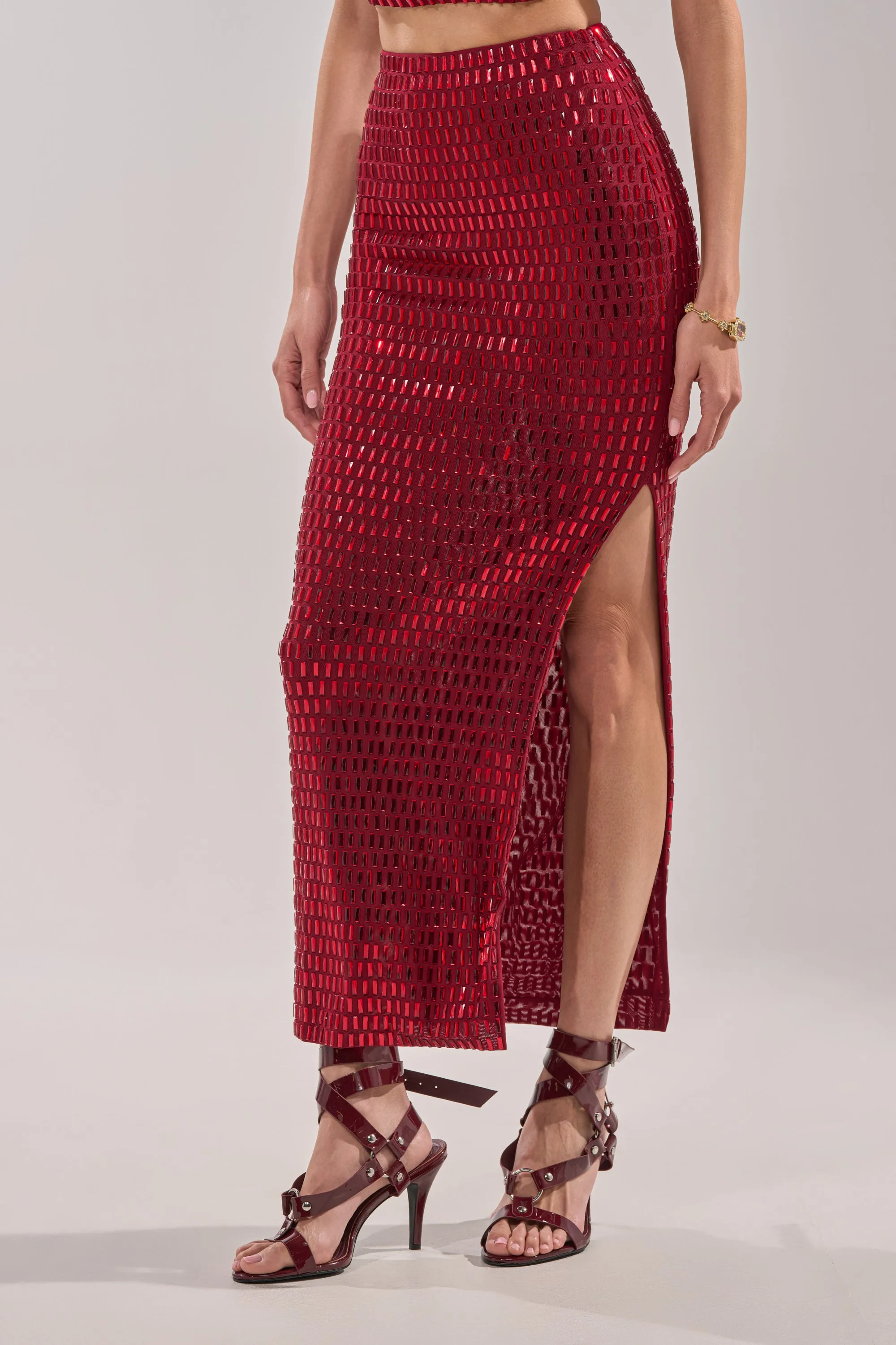 FALLING IN LOVE RHINESTONE MAXI SKIRT sold by AKIRA product image thumbnail 3